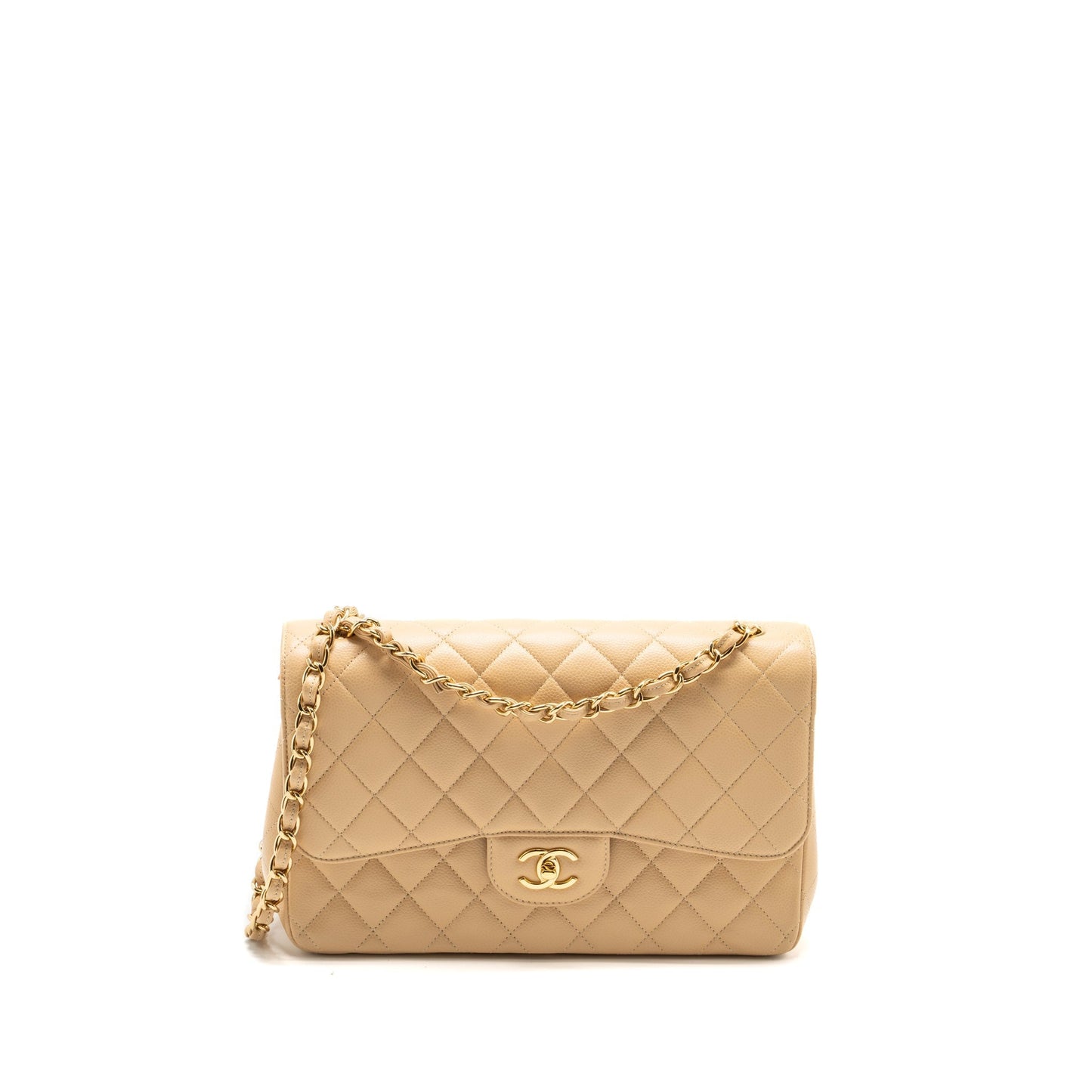 Chanel Jumbo Classic Double Flap Caviar LGHW Beige Handbag