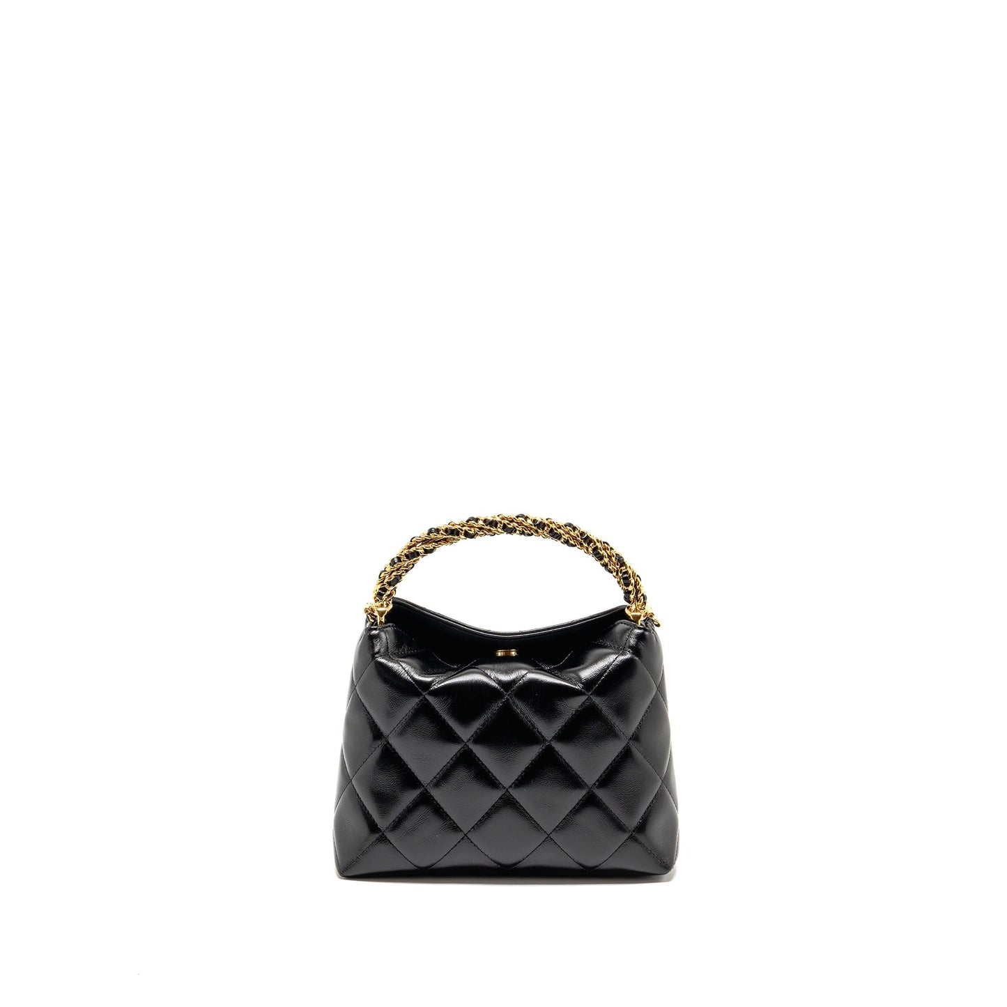Chanel 24B Twist Top Handle Hobo Lunch Black Shoulder Bag