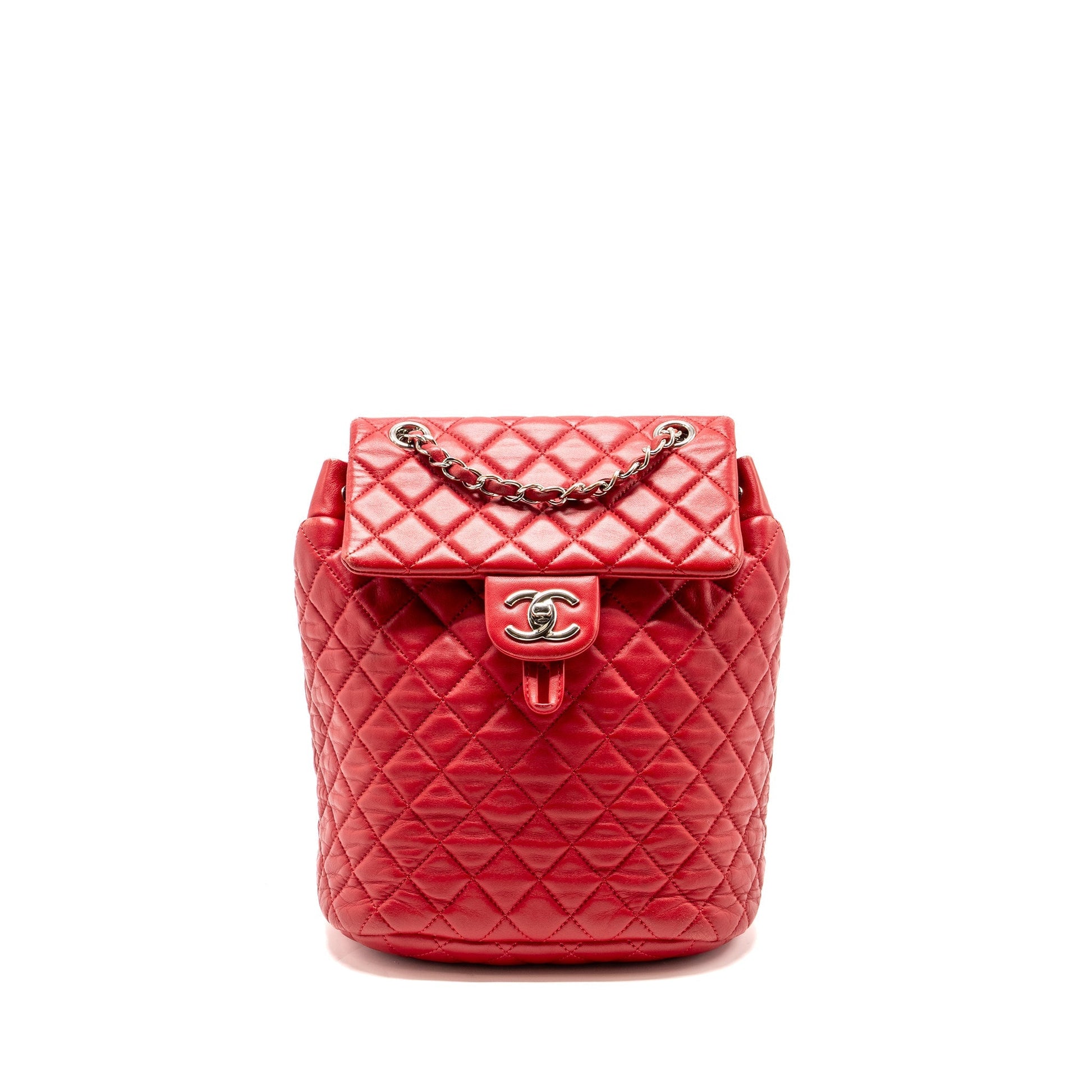 Chanel Urban Spirit Quilted Backpack Lambskin LGHW Red Small