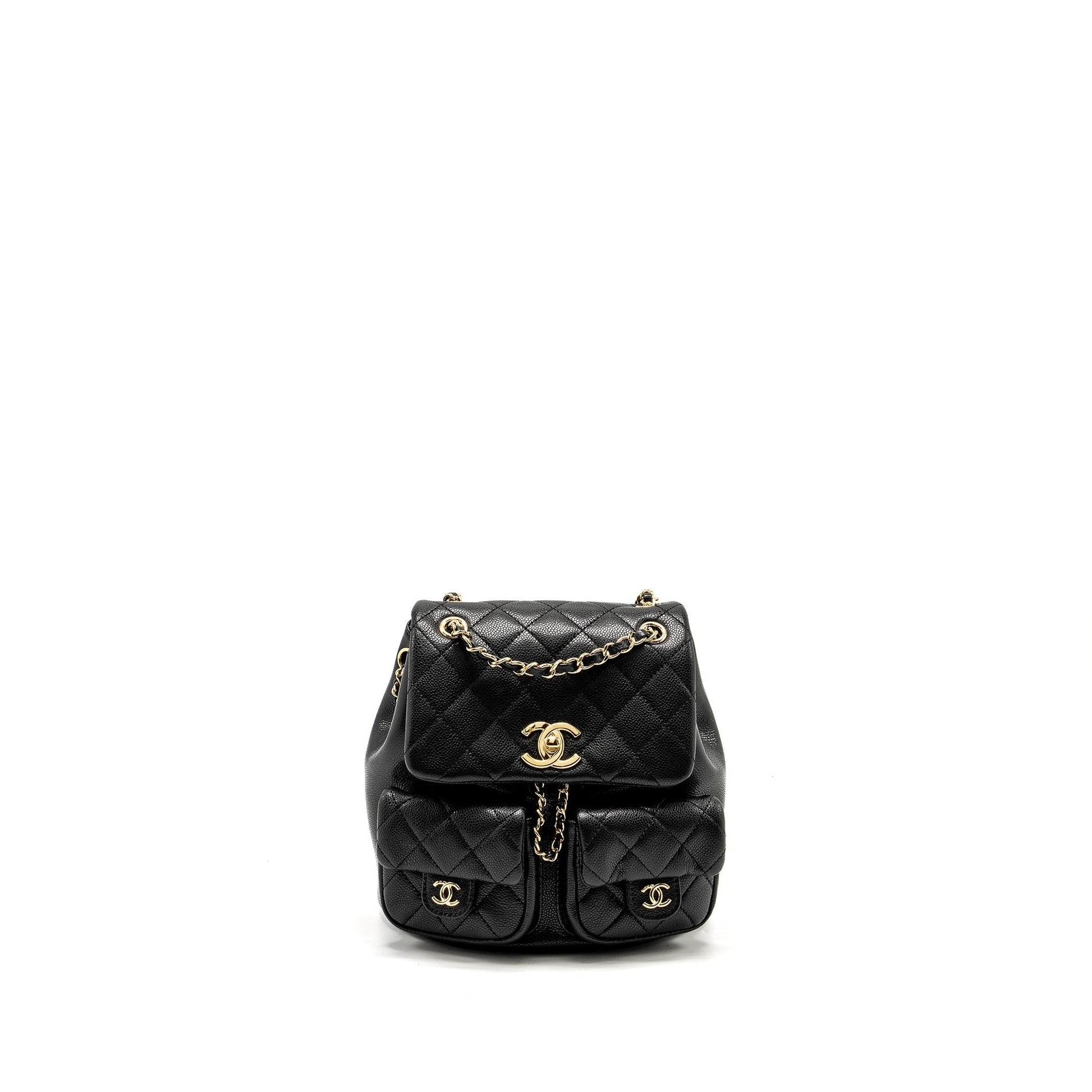 Chanel Triple Pack Backpack Caviar LGHW microchip Black