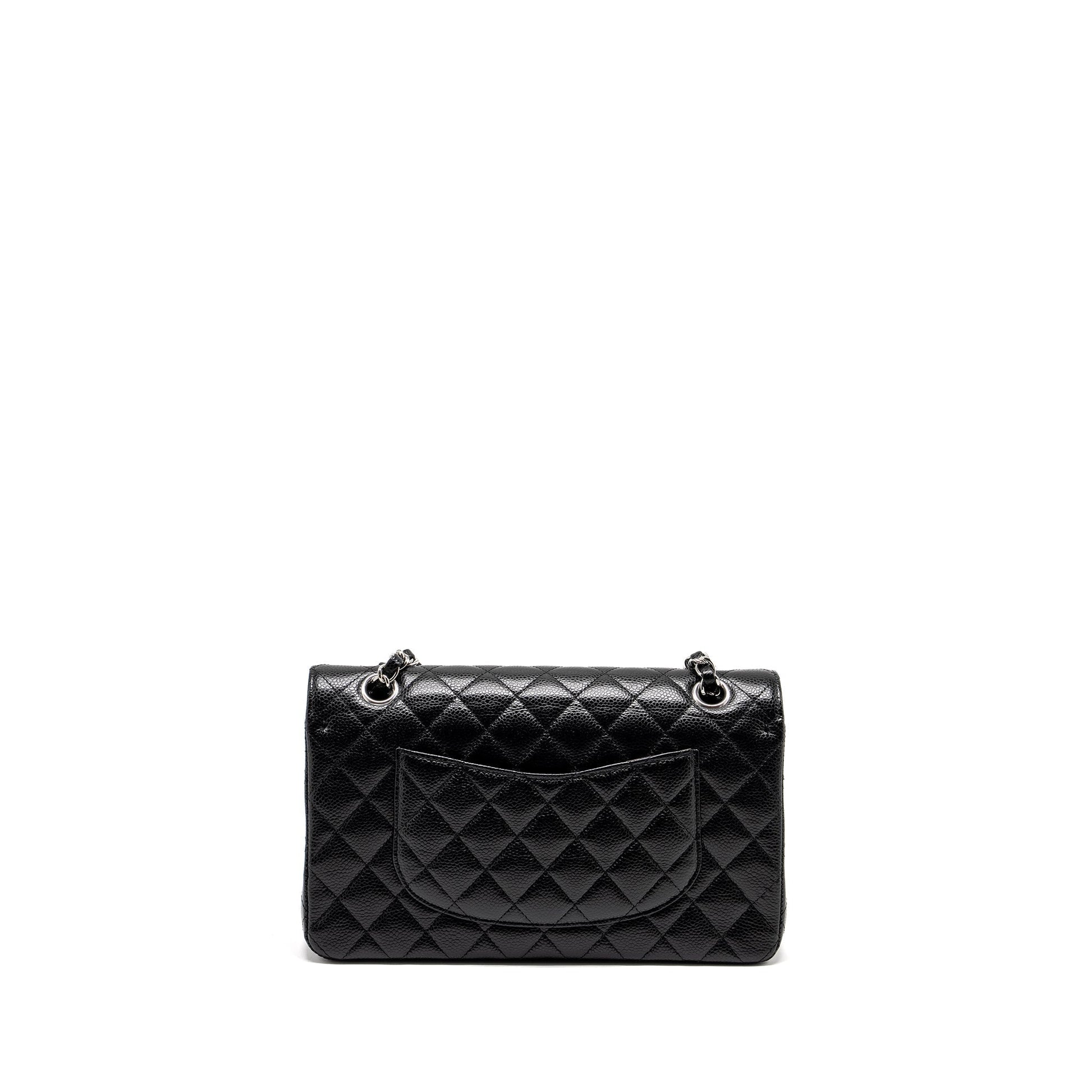 Chanel Classic Double Flap Caviar SHW Microchip Black Shoulder Bag Microchip 3