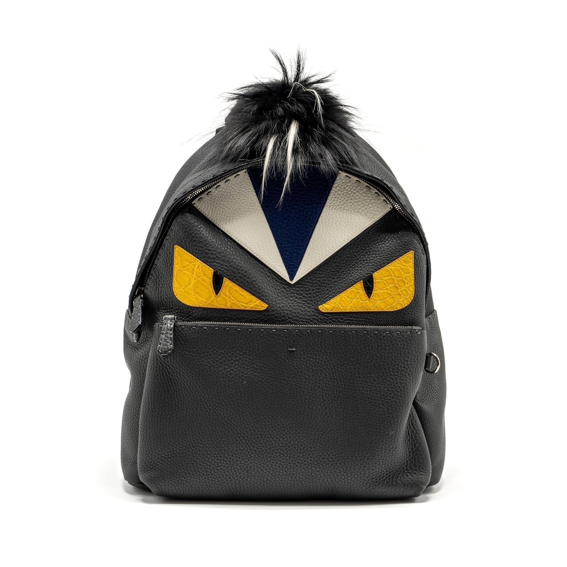 Fendi Backpack Calfskin Fur Crocodile Multicolor Large