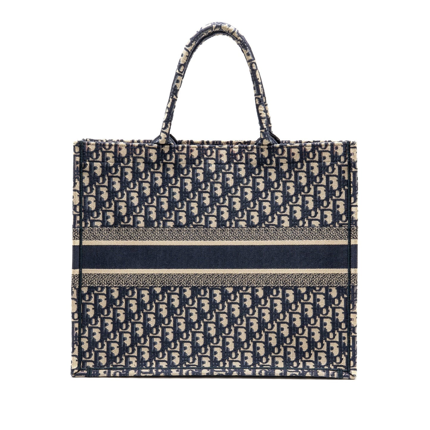 Dior Book Tote Oblique Embroidery Ecru Handbag Blue Large Tote Bag