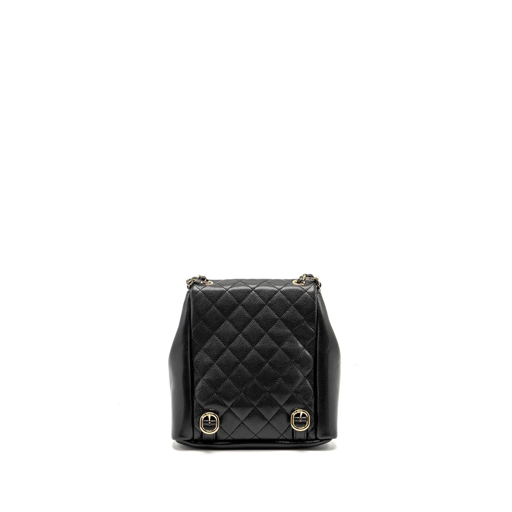 Chanel Triple Pack Backpack Caviar LGHW microchip Black