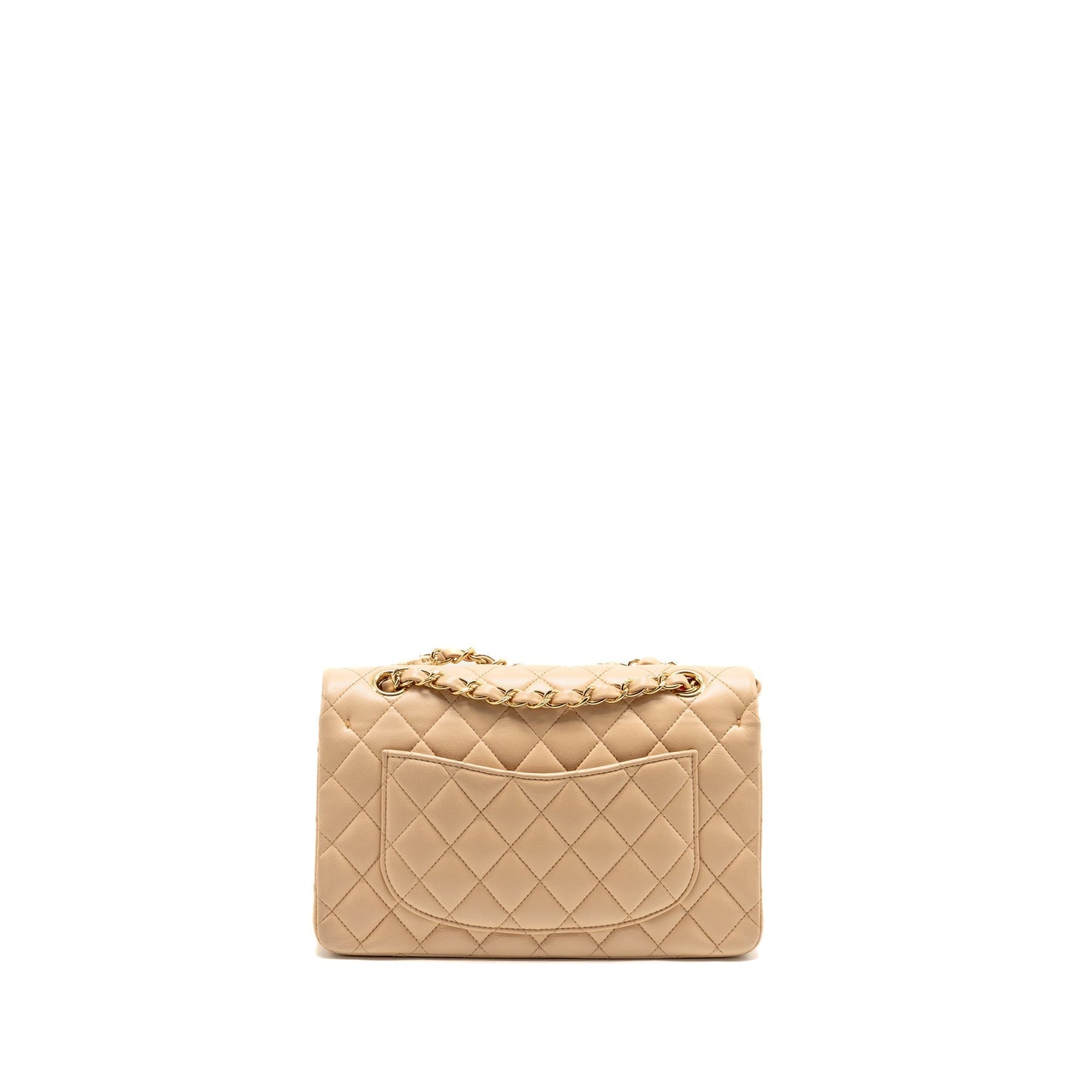 Chanel Classic Double Flap Lambskin GHW Beige Small Shoulder Bag Beige Ghw