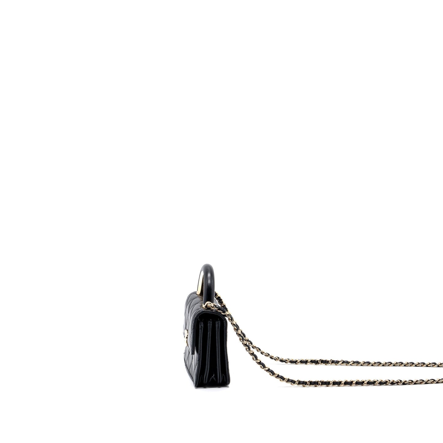 Chanel top handle flap lambskin LGHW microchip Black Shoulder Bag Lghw Microchip