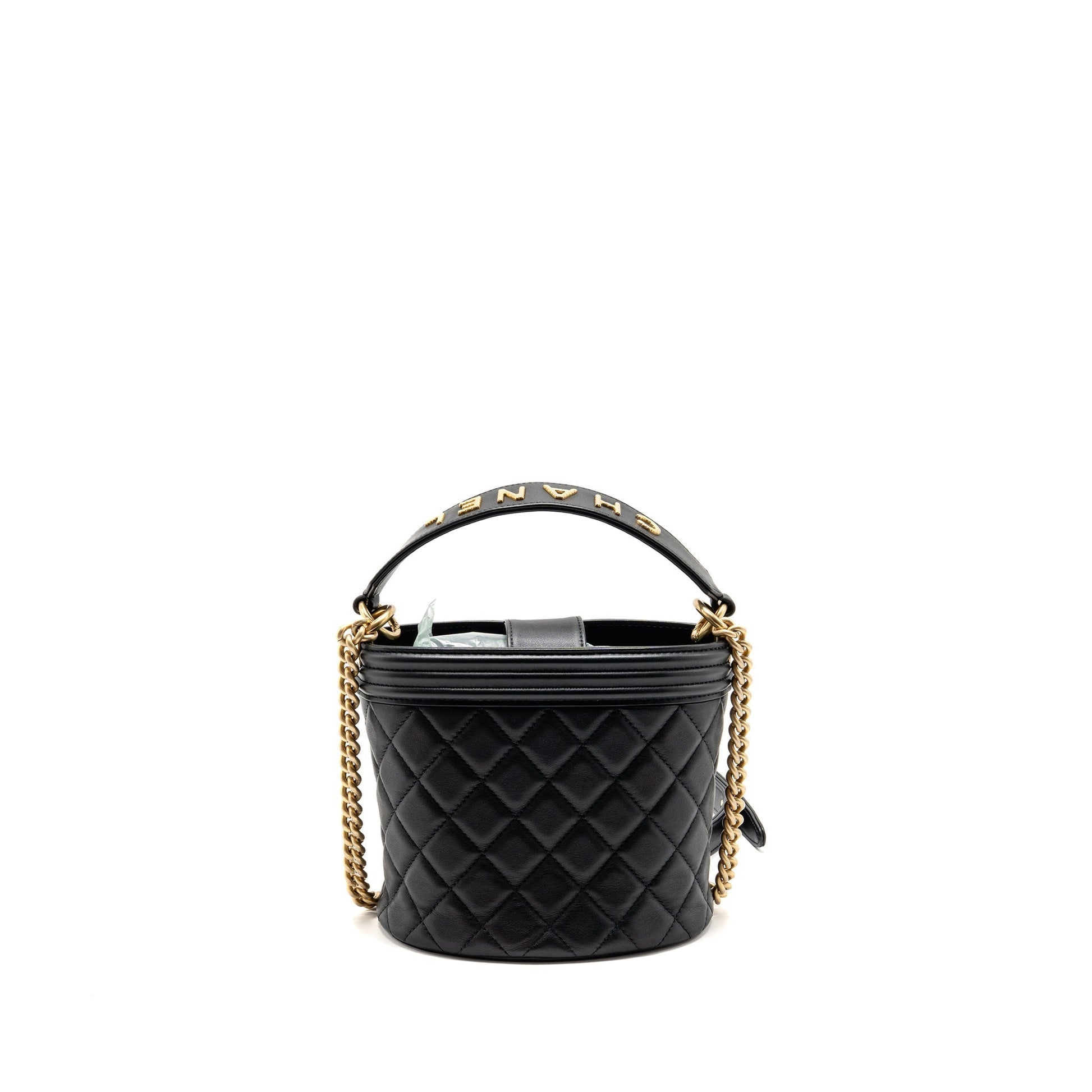 Chanel Top Handle Boy Bucket Lambskin GHW Black Bucket Bag