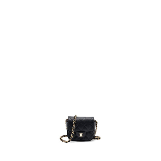 Chanel Caviar LGHW microchip Black Clutch Bag