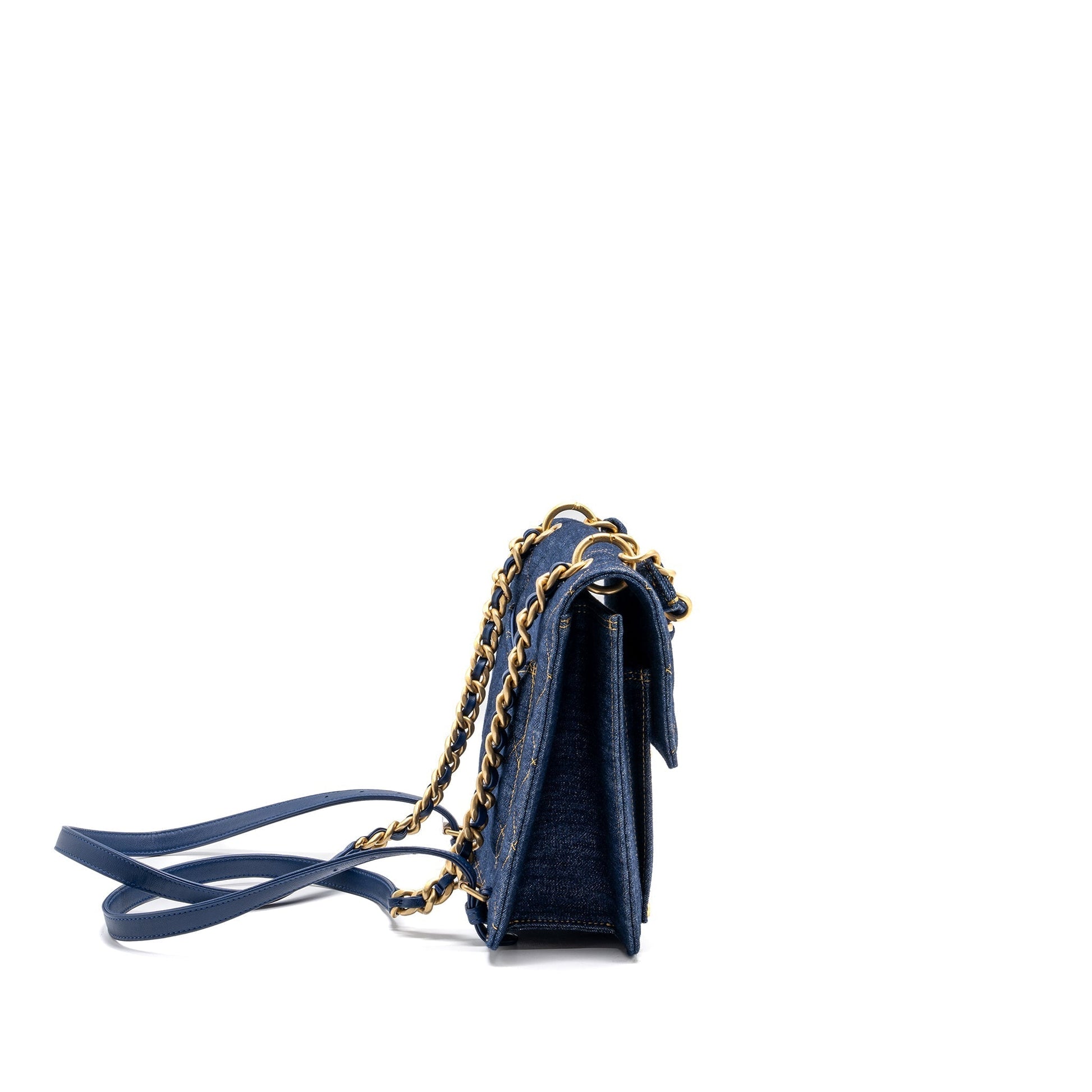 Chanel 23S flap backpack denim GHW microchip Blue
