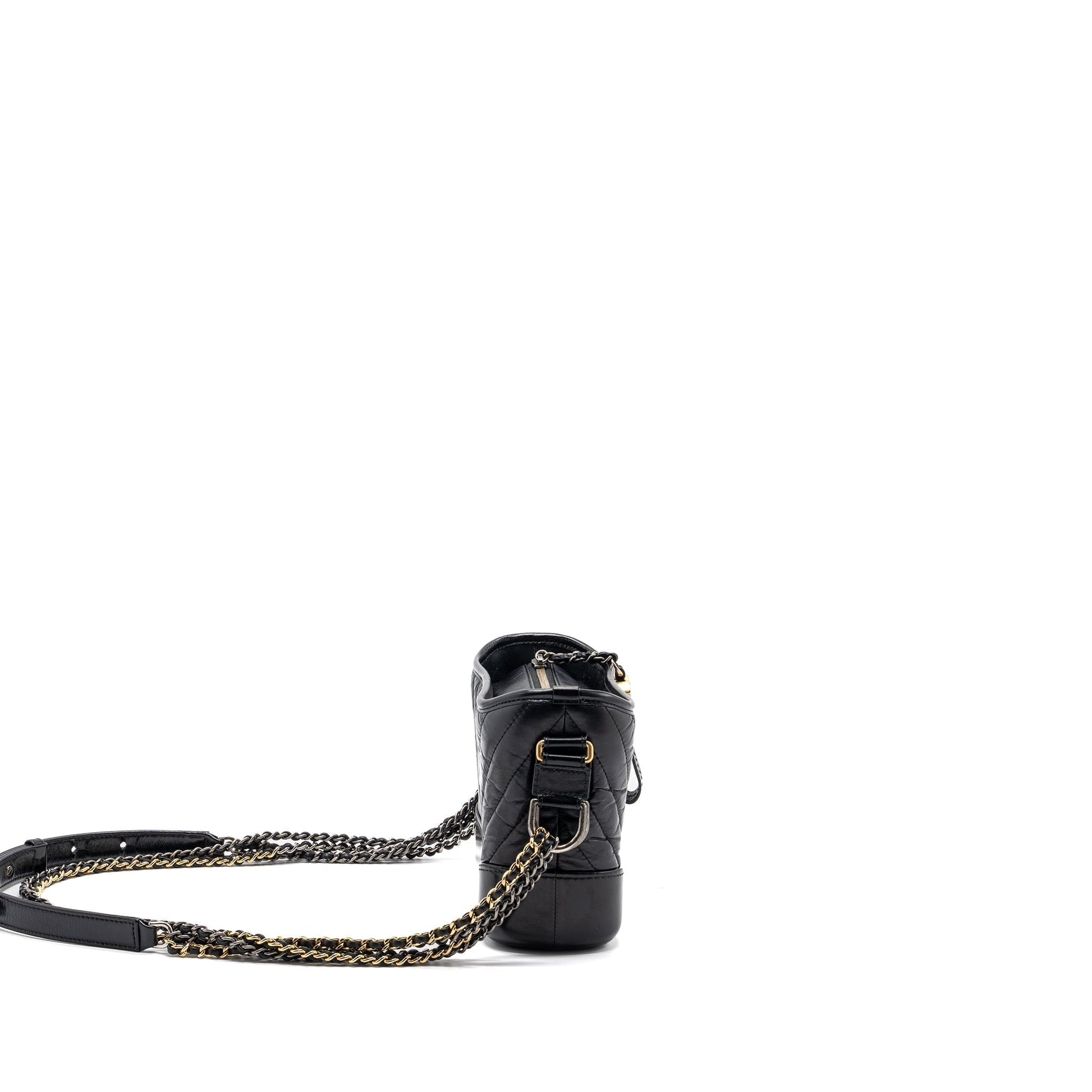 Chanel chevron Gabrielle hobo calfskin hardware Multicolor Black Small Shoulder Bag