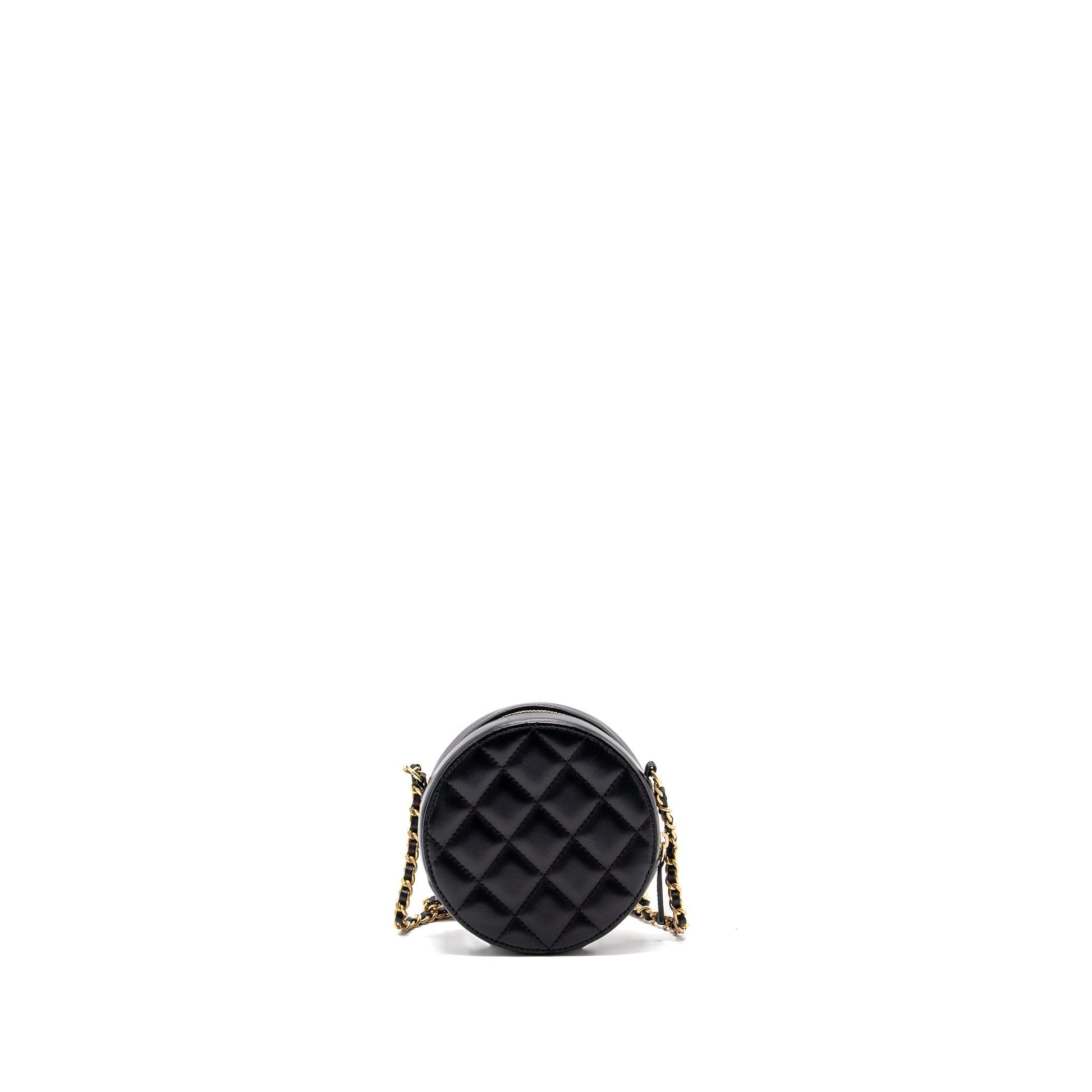Chanel Limited Edition Charm Round Lambskin GHW Black Key Chain
