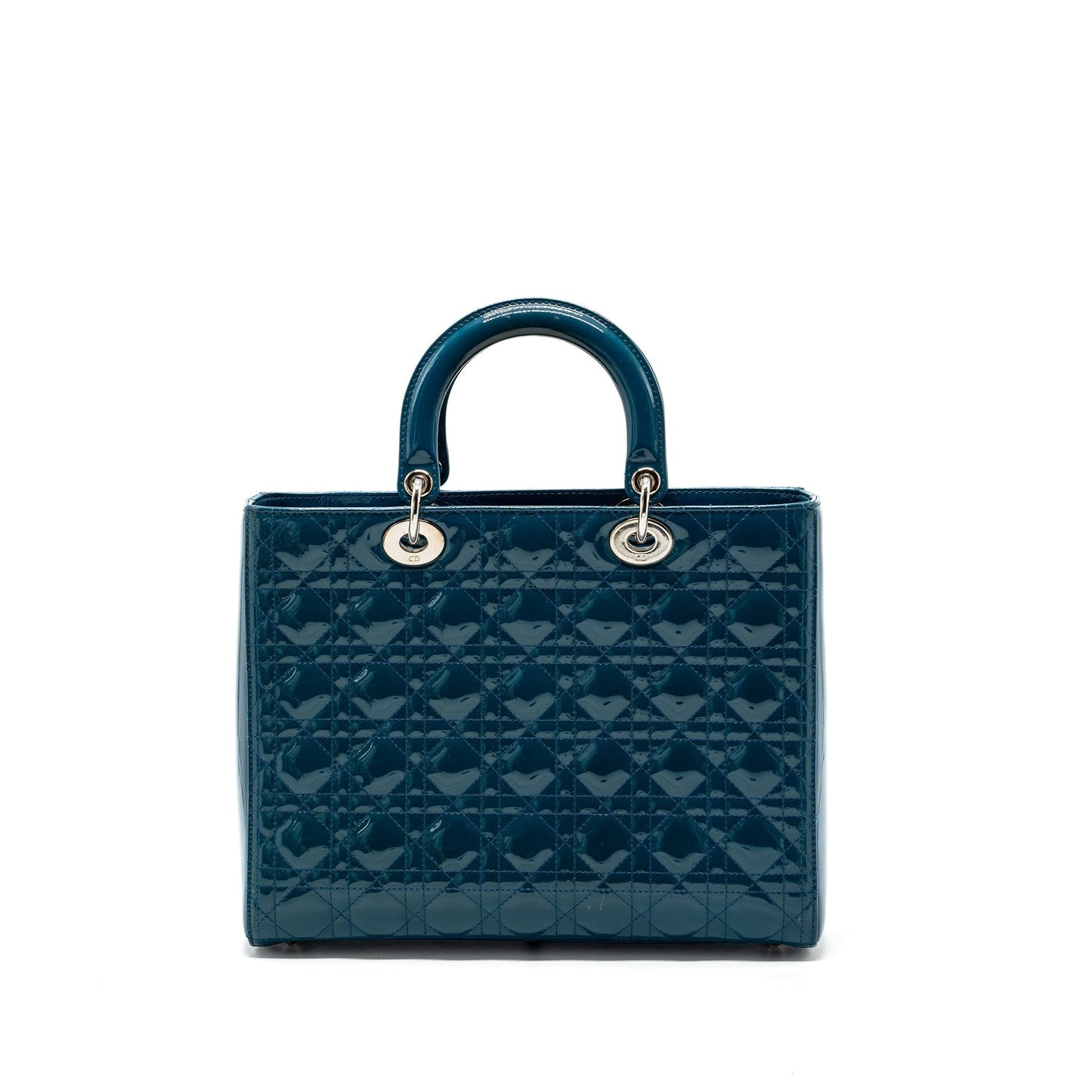 Dior Lady Patent Handbag Blue Large Travel Bag