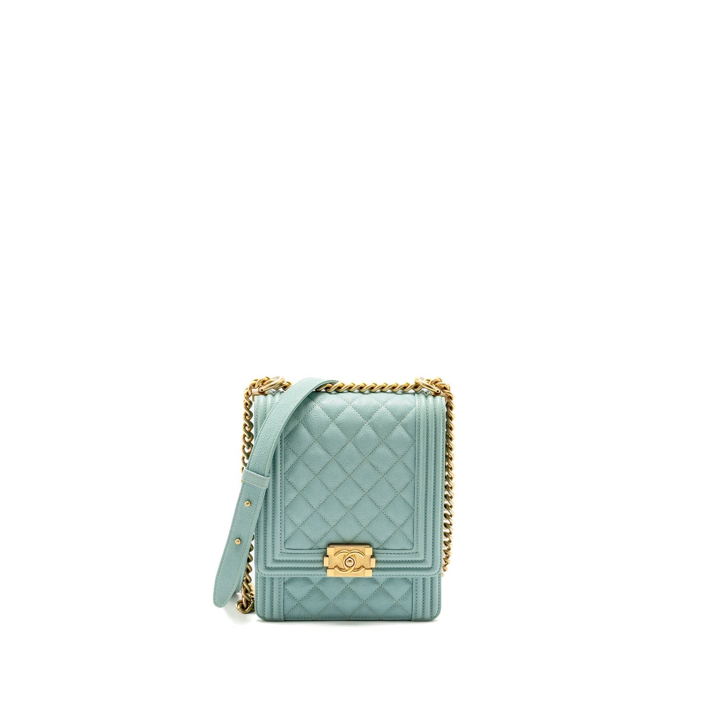 Chanel North South Boy Caviar Light GHW Blue Handbag Ghw 1