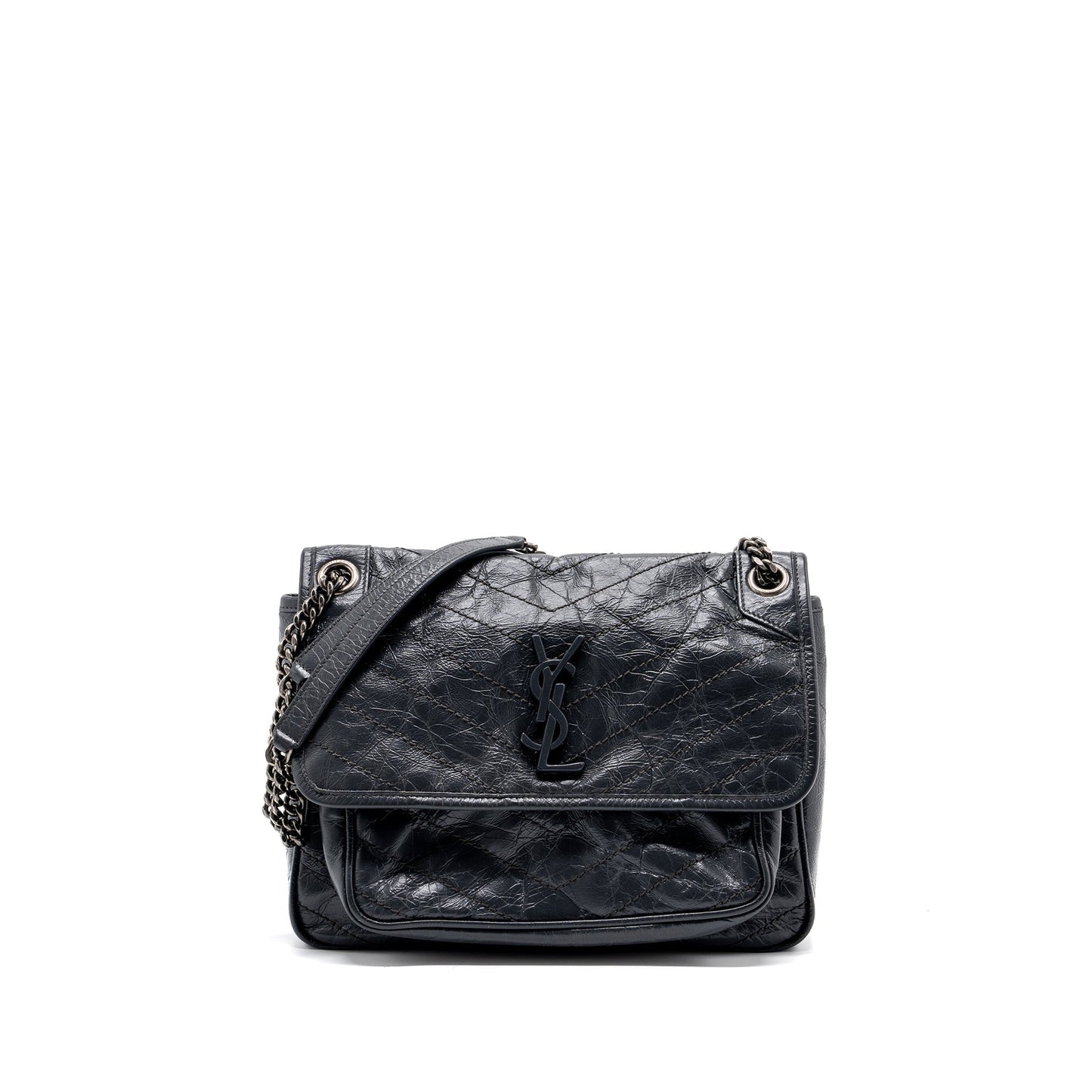 YSL Saint Laurent Saint Laurent Niki Calfskin Dark Grey Travel Medium Travel Bag
