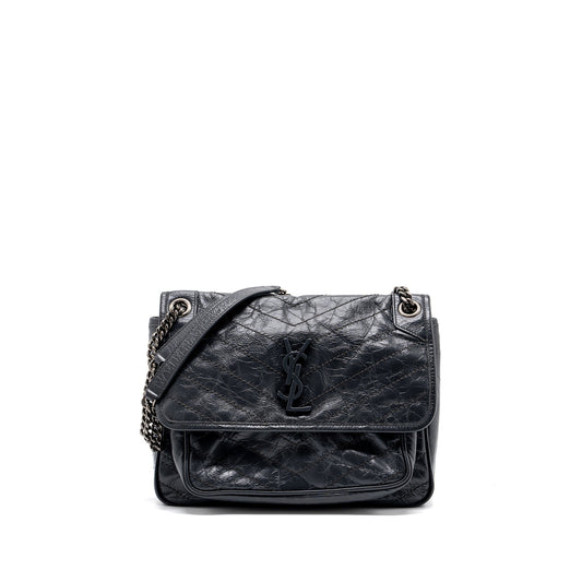 YSL Saint Laurent Saint Laurent Niki Calfskin Dark Grey Travel Medium Travel Bag