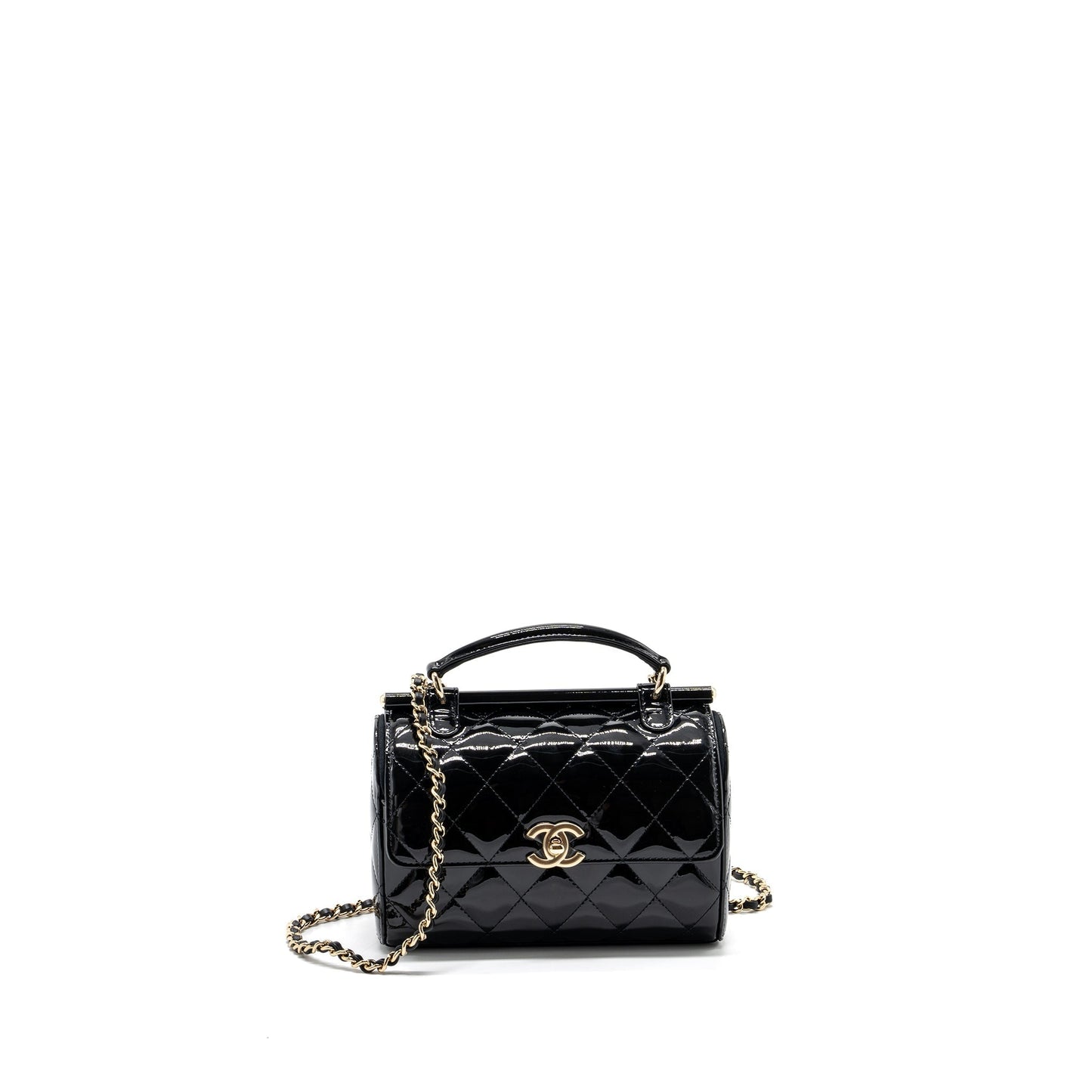 Chanel Trendy CC Dual Flap patent LGHW Black Small Leather Shoulder Bag