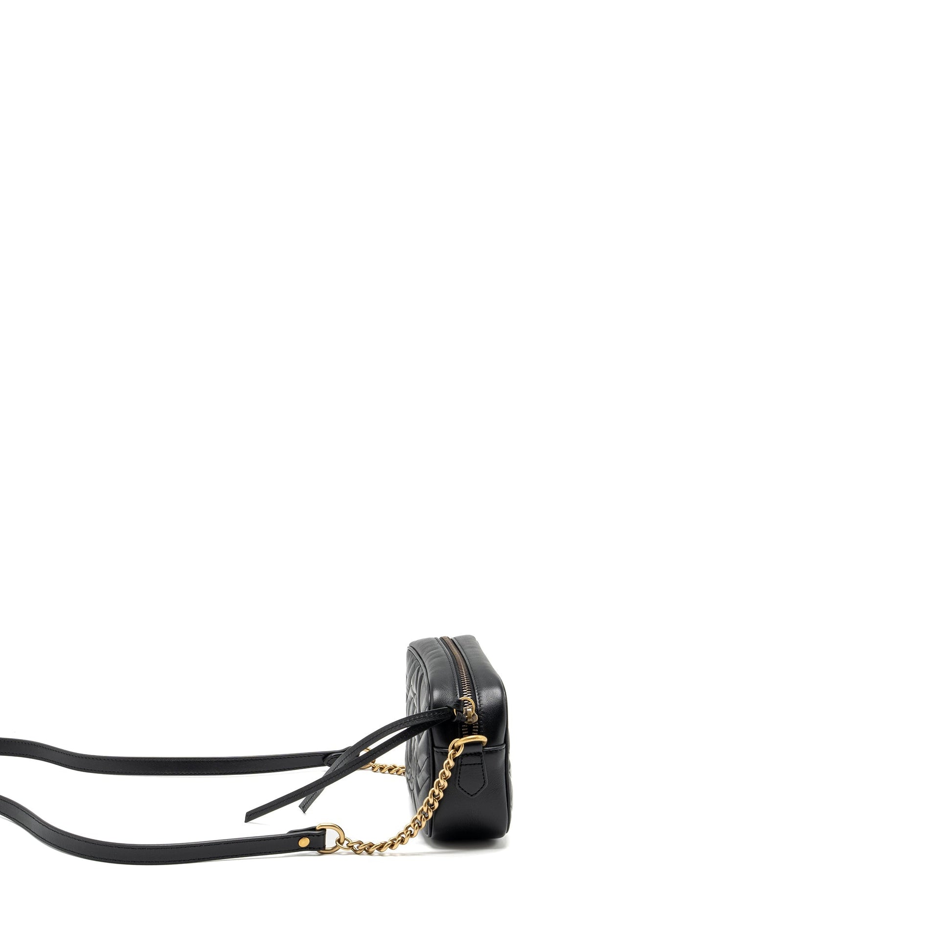 Gucci Marmont Camera Bag Calfskin Matelasse Black Travel Bag