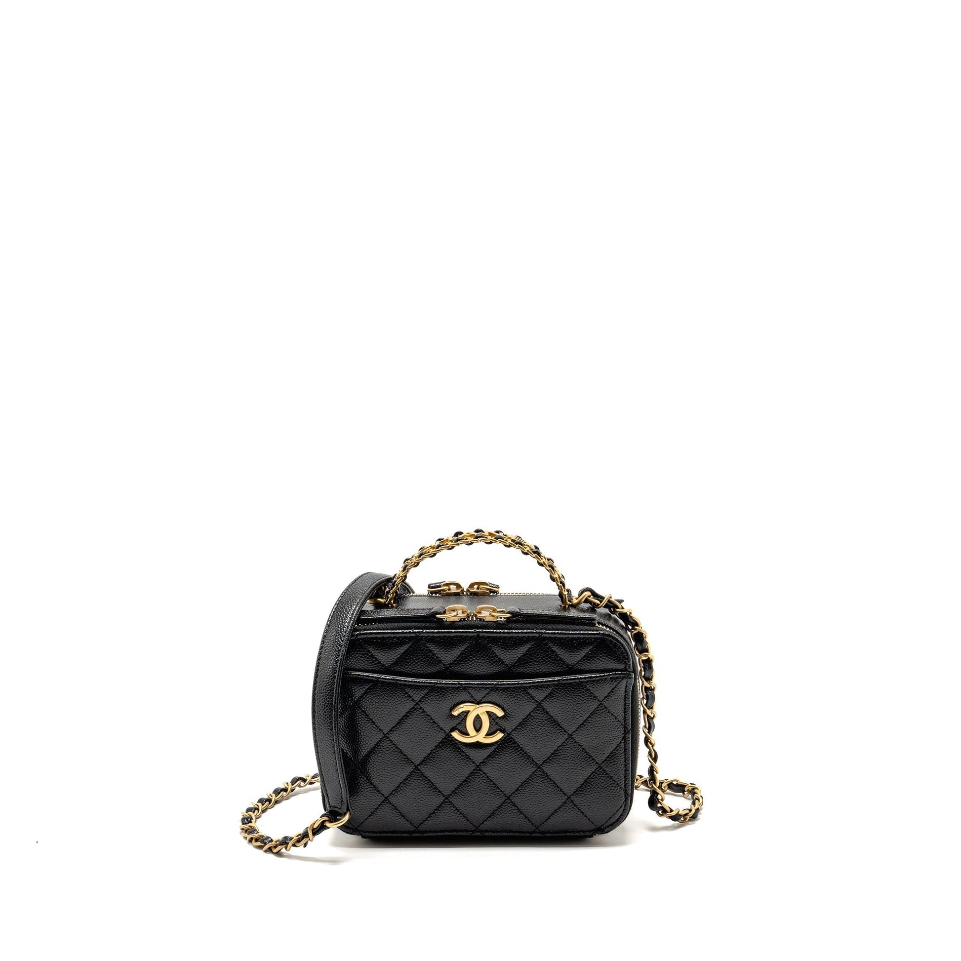Chanel Logo Detailed Handle Pick Me Up Black Mini Bag