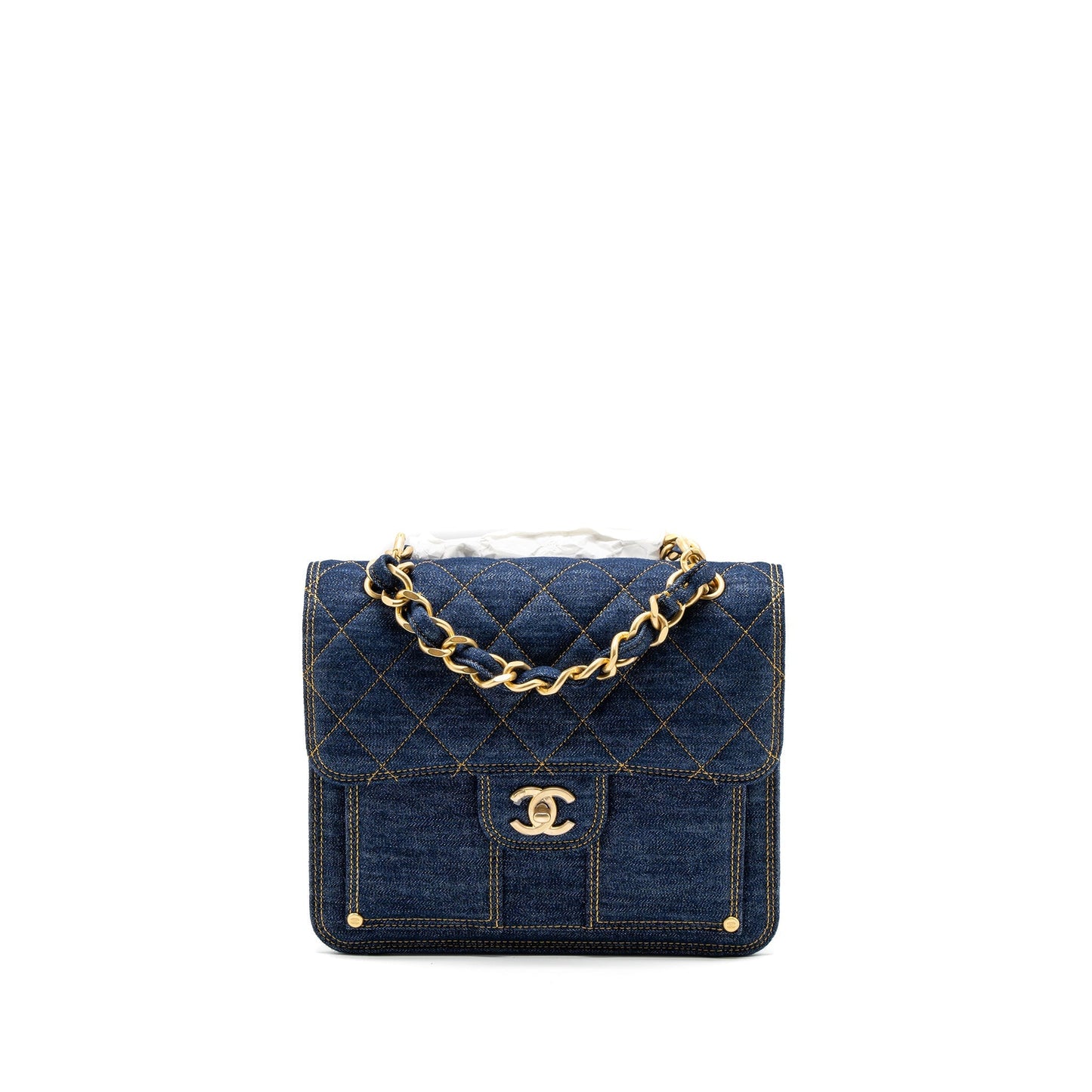 Chanel 23S Flap Backpack Denim Brushed GHW Blue