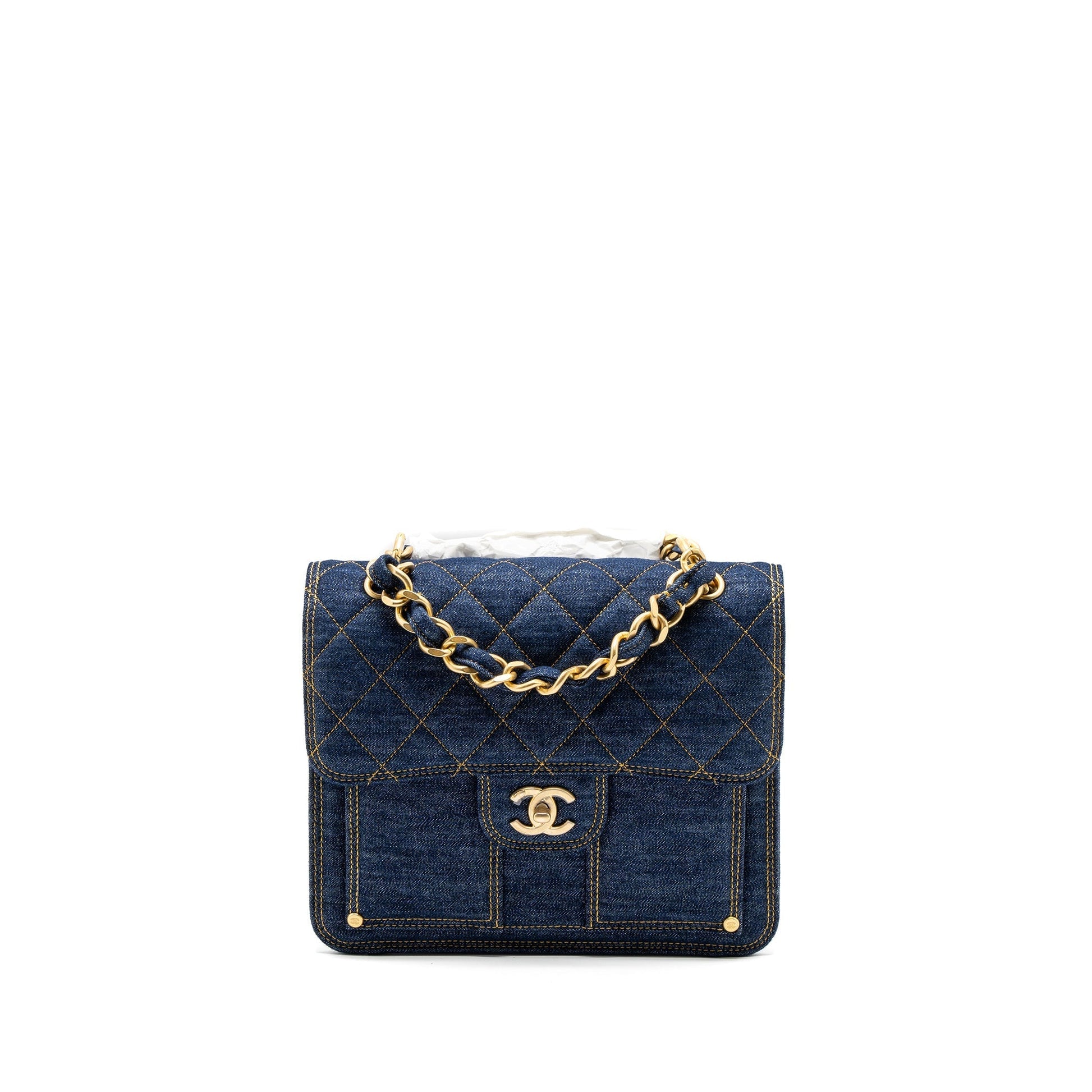Chanel 23S Flap Backpack Denim Brushed GHW Blue