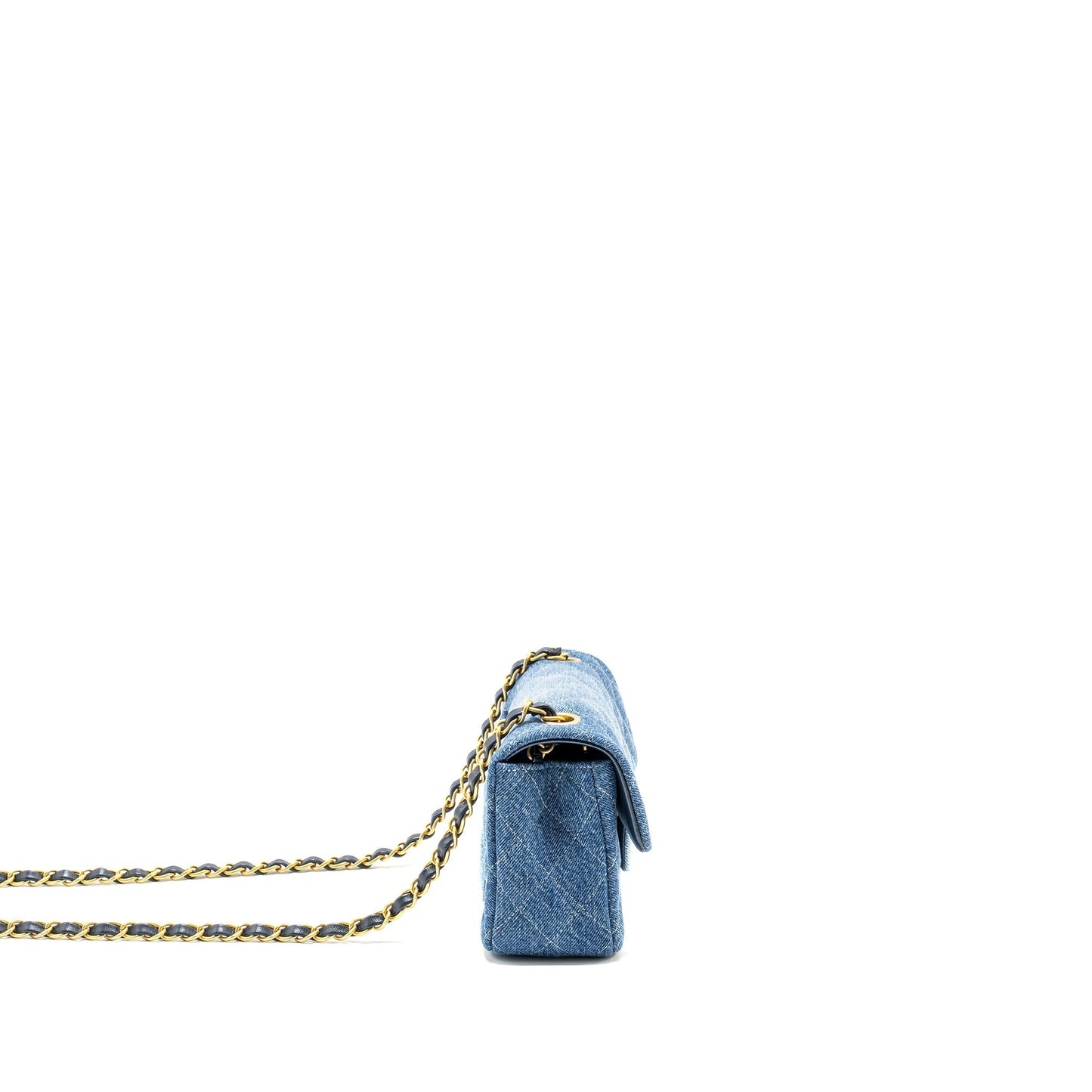 Chanel 24S Rectangular Flap Denim GHW Microchip Blue Shoulder Bag