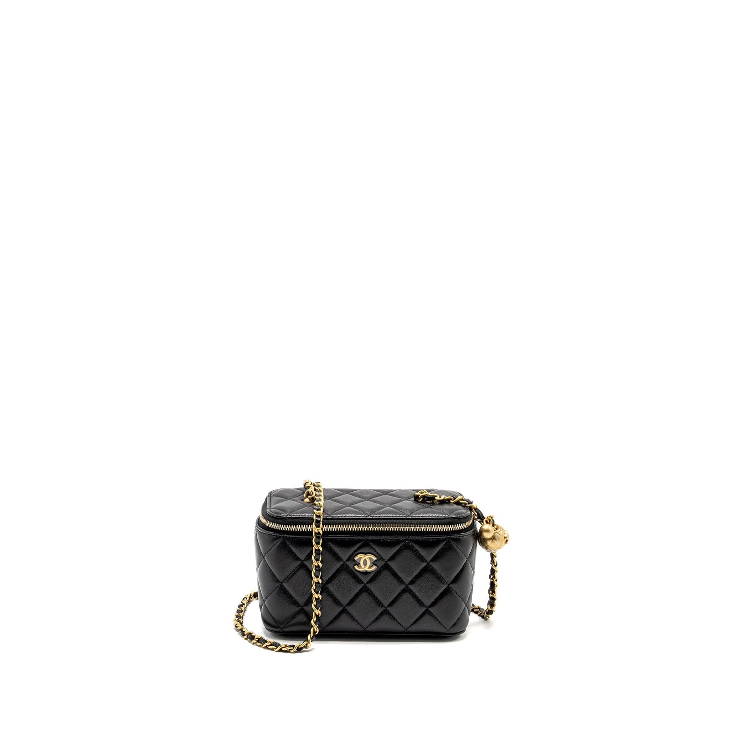Chanel Pearl Crush Long Vanity Lambskin GHW Black Handbag 9