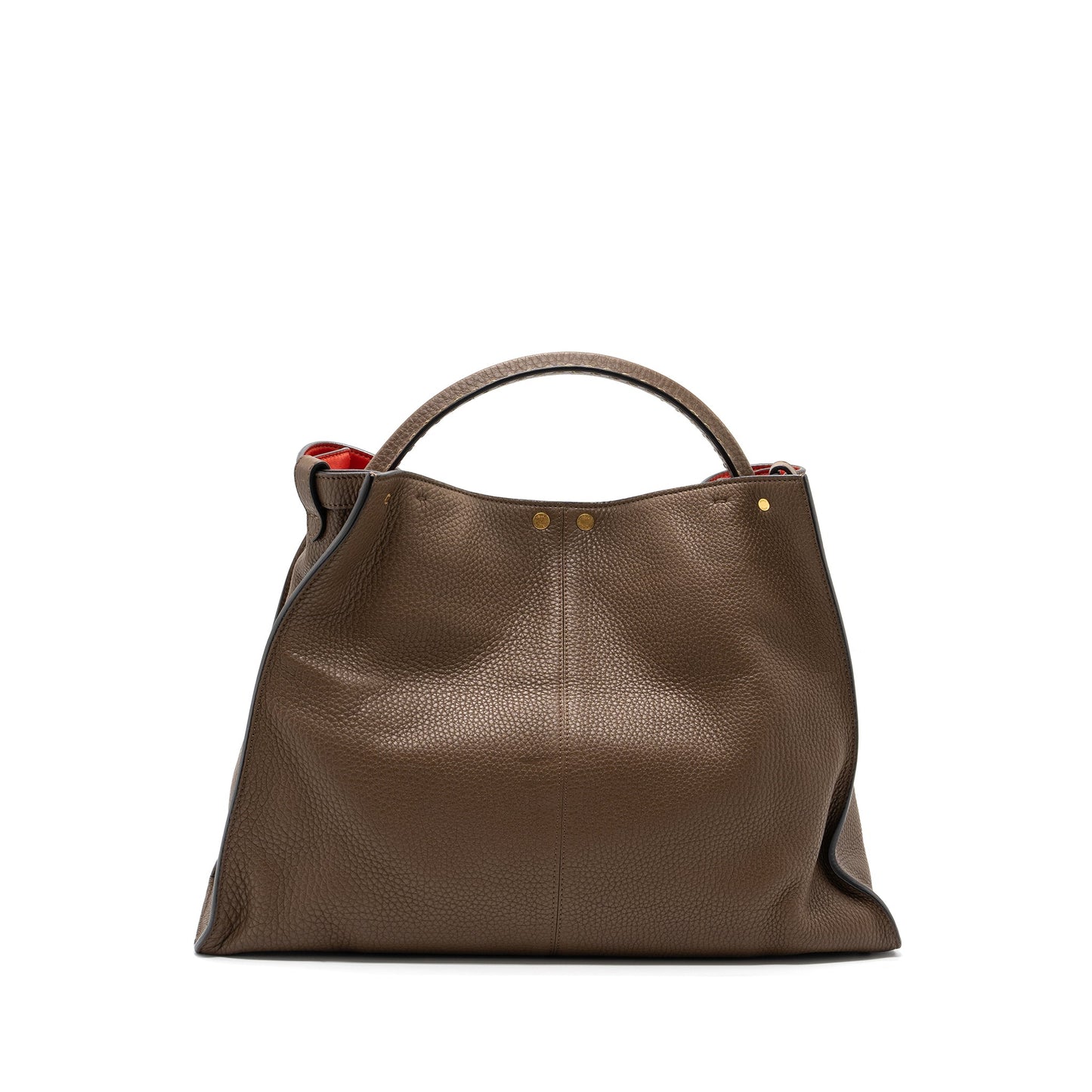 Fendi Peekaboo Lite Roma Amor Handle Purse Calfskin Brown Red Pink Travel Bag