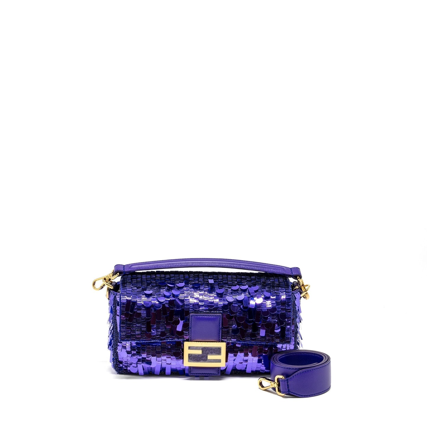 Fendi Baguette Purse Limited Edition Sequin Leather Purple Shoulder Bag