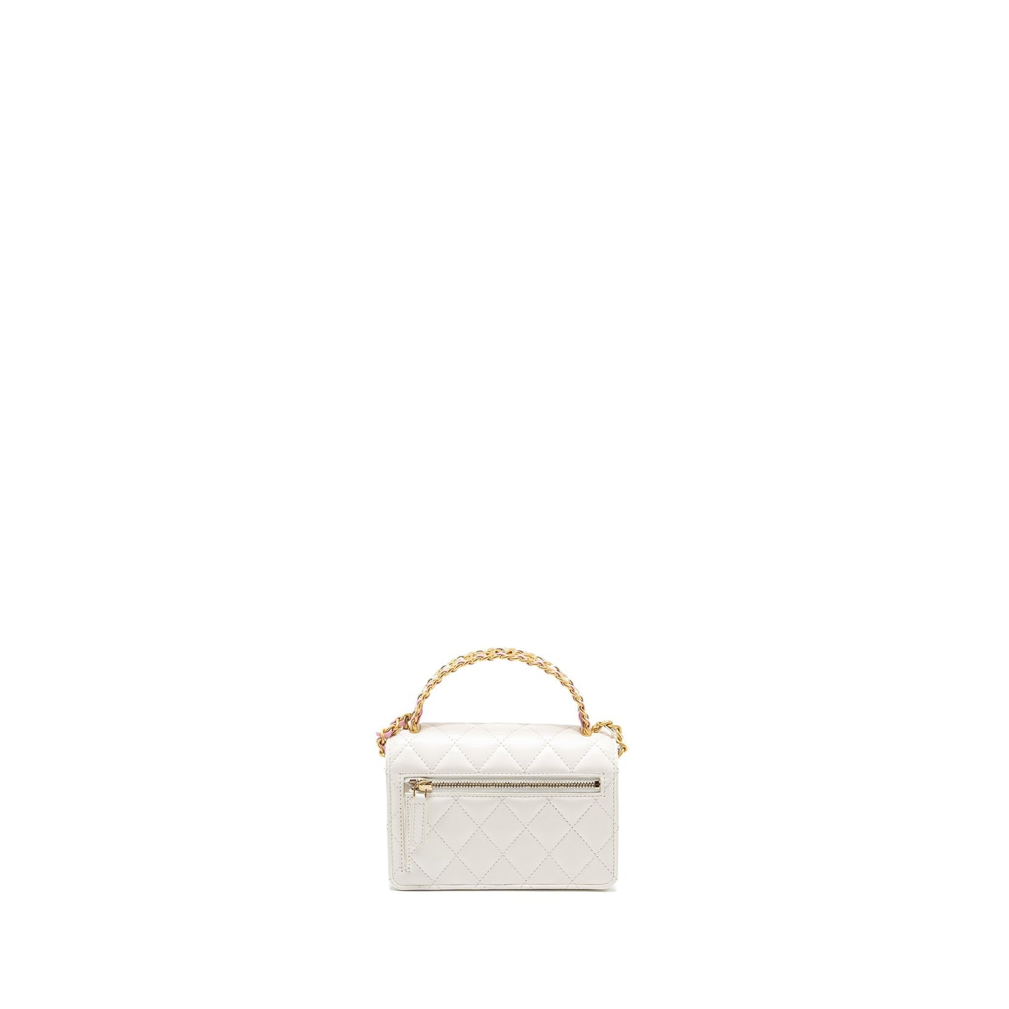 Chanel 23p rainbow letter handle on calfskin White Wallet Case