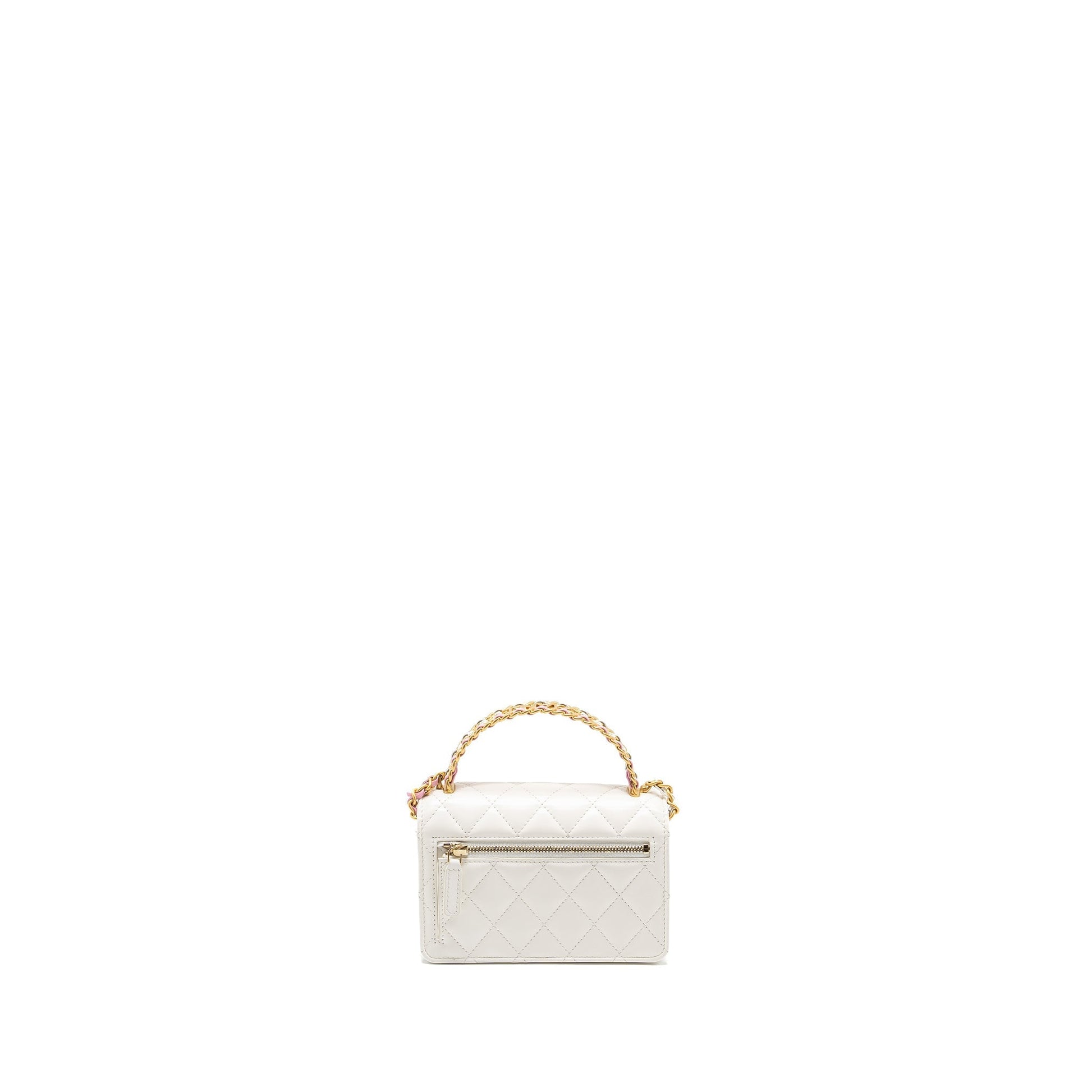 Chanel 23p rainbow letter handle on calfskin White Wallet Case
