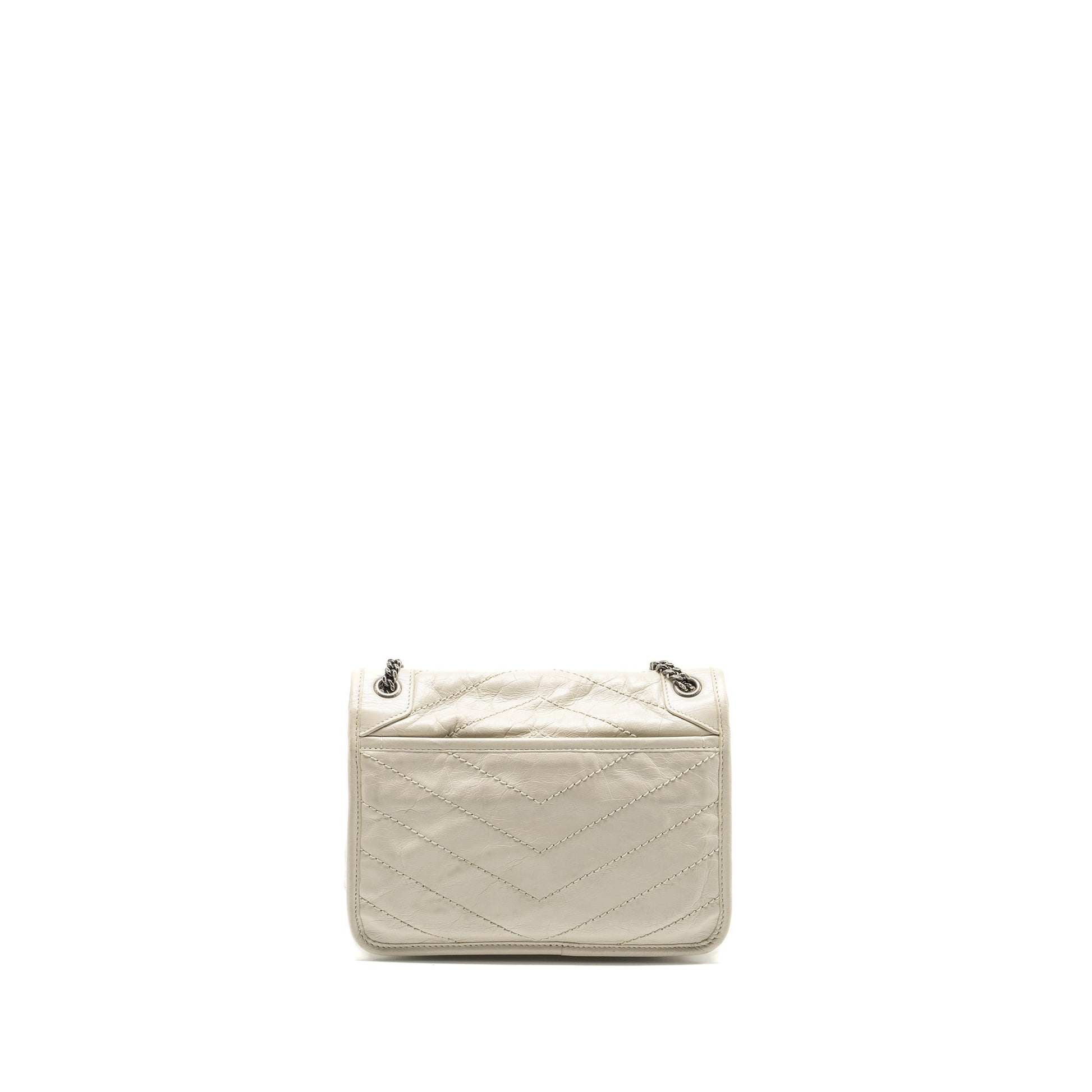 YSL Saint Laurent Niki Baby Purse Calfskin Travel Bag White Flap