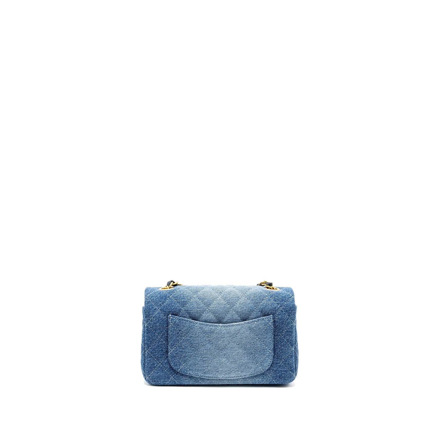 Chanel 24S Rectangular Flap Denim GHW Microchip Blue Shoulder Bag