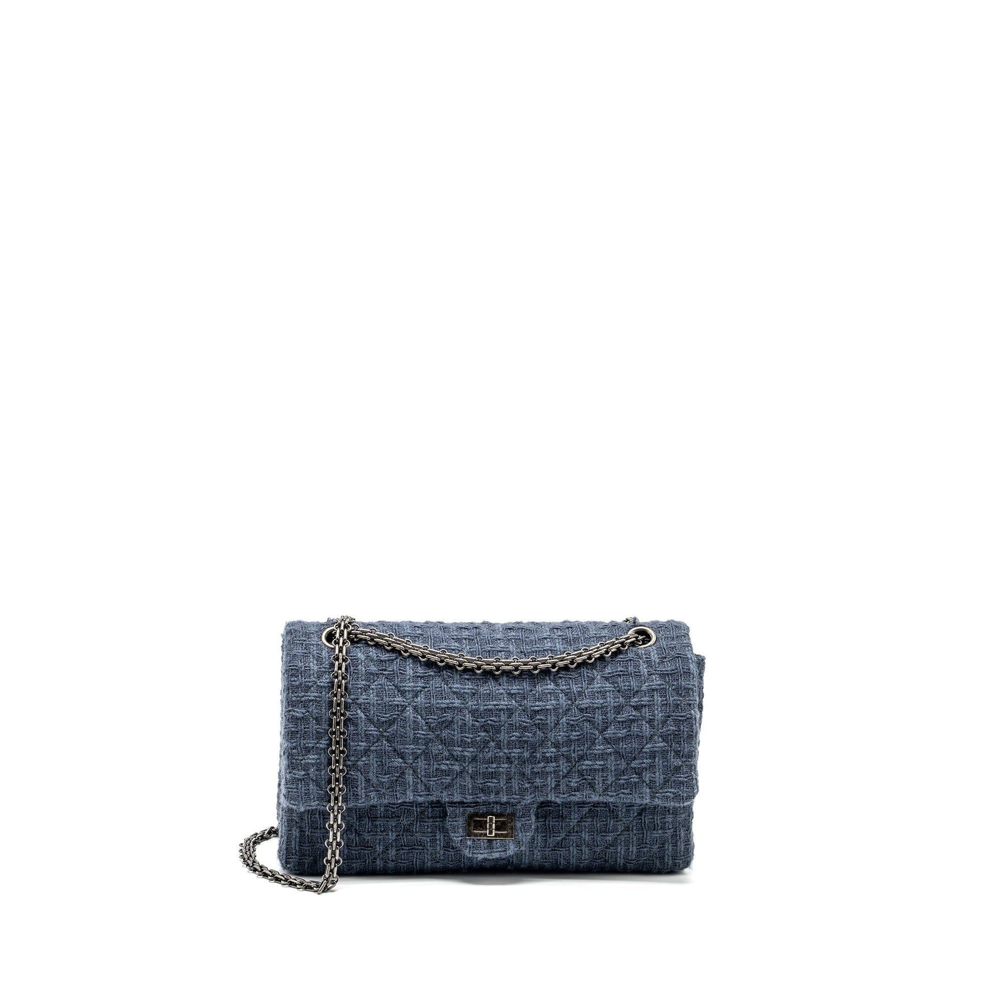 Chanel 2.55 226 reissue double flap tweed Blue Grey Shoulder Bag