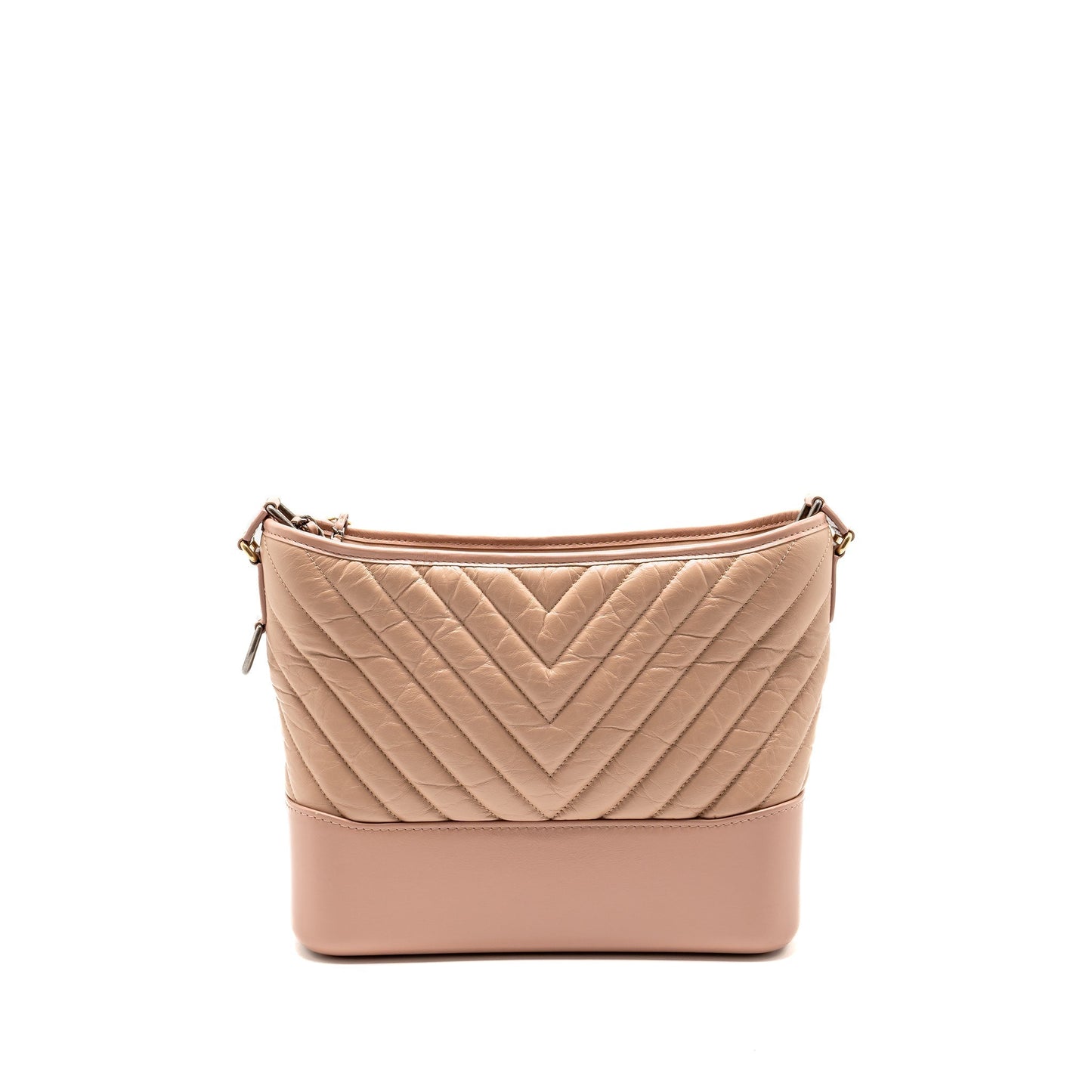 Chanel Chevron Gabrielle Hobo Calfskin Hardware Multicolour Pink Beige Shoulder Bag