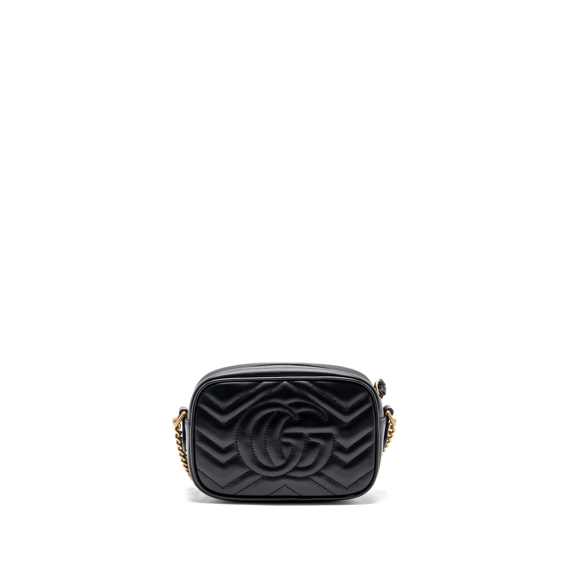 Gucci Marmont Bag Calfskin Matelasse Black Travel Bag Ghw 1