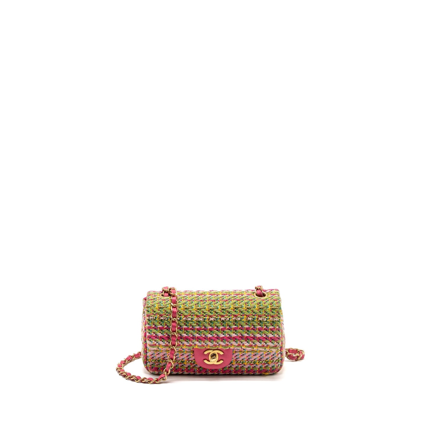 Chanel 21C Rectangular Flap Tweed GHW Multicolour Shoulder Bag