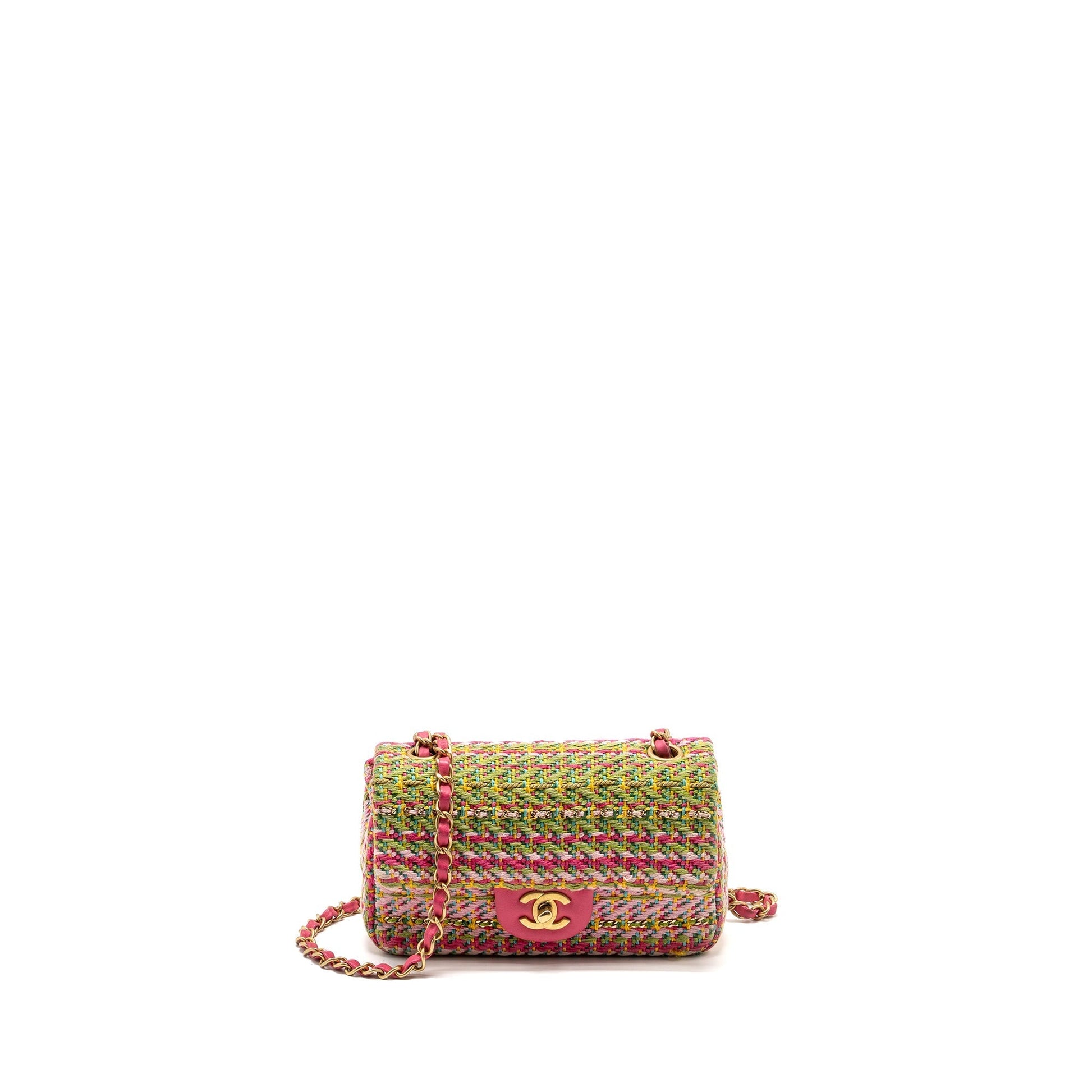 Chanel 21C Rectangular Flap Tweed GHW Multicolour Shoulder Bag