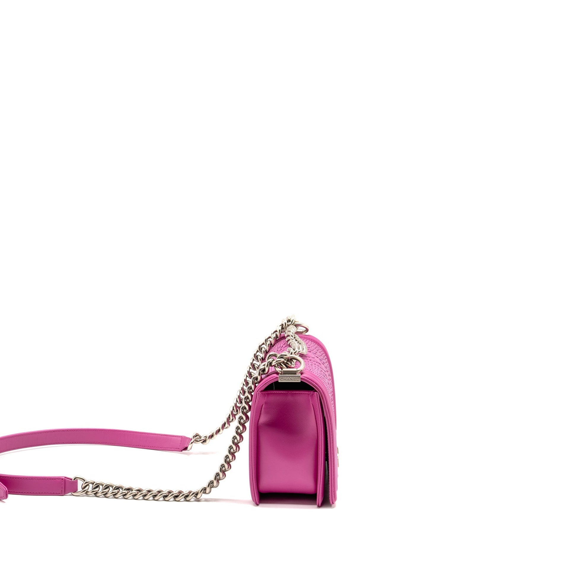 Chanel Boy Flap Python Brushed SHW Pink Shoulder Bag