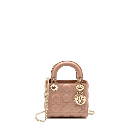 Dior Lady Lambskin Blush Handbag Mini Travel Bag