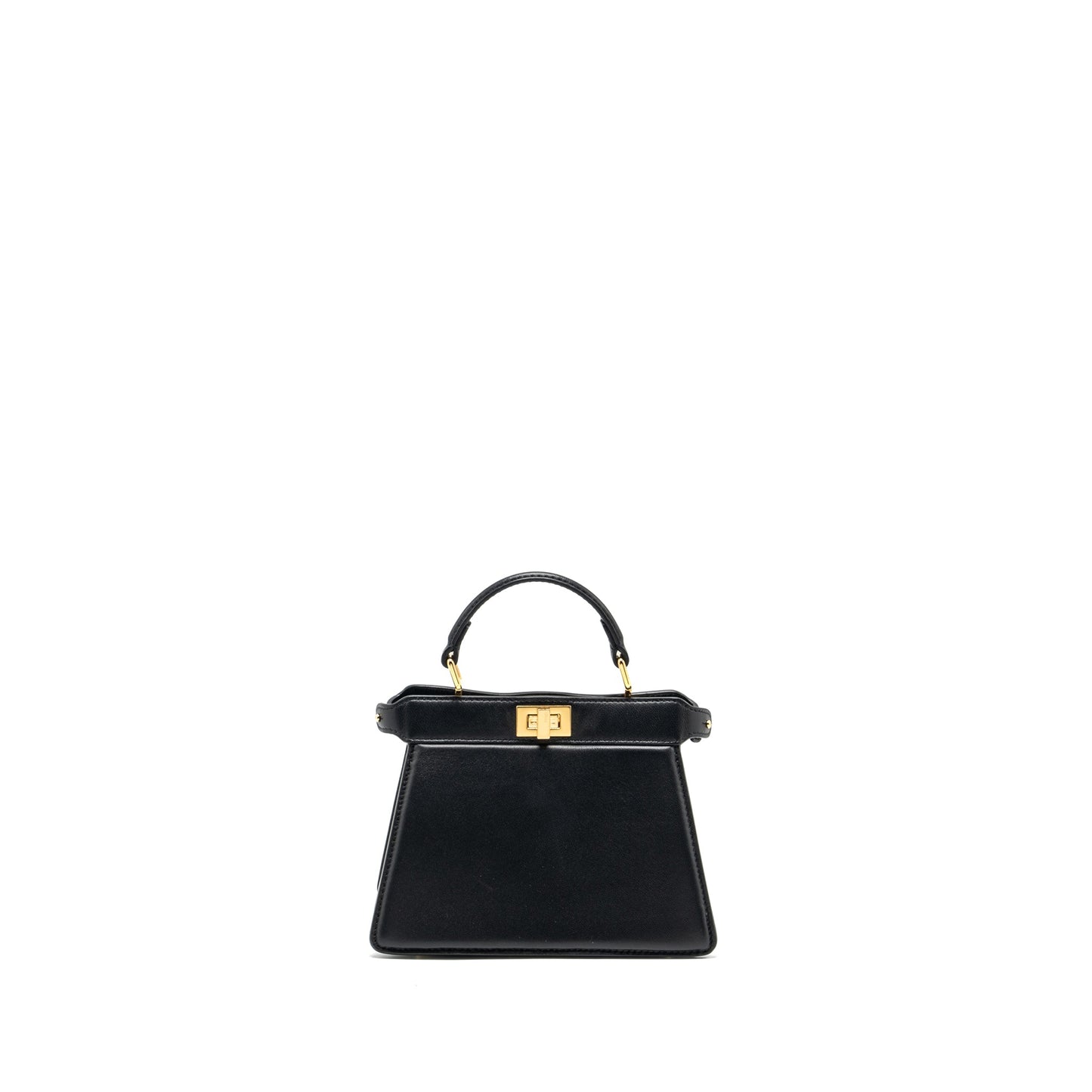 Fendi Peekaboo Iseeu Petit Handbag Lambskin Black Travel Bag