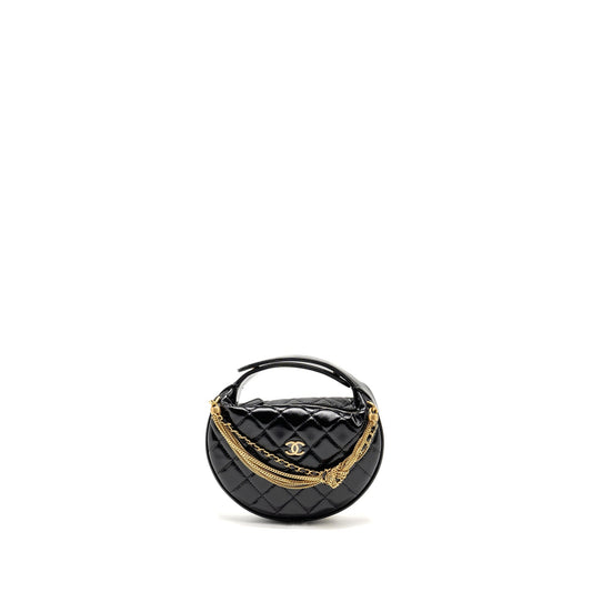 Chanel 21A Round Detail Calfskin GHW microchip Black Clutch Bag