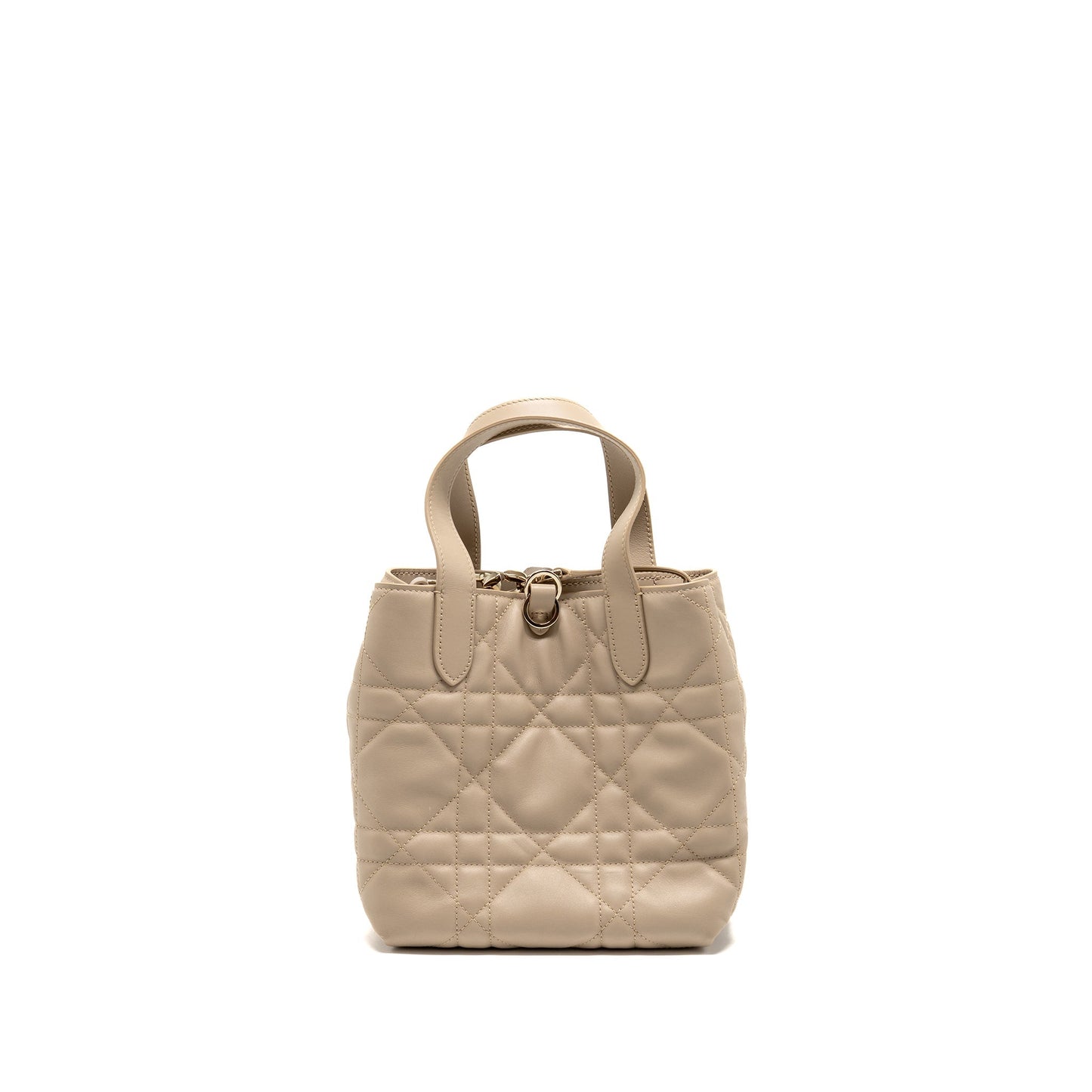 Dior Toujours Vertical Tote Purse Macrocannage Calfskin Powder Beige Small Tote Bag