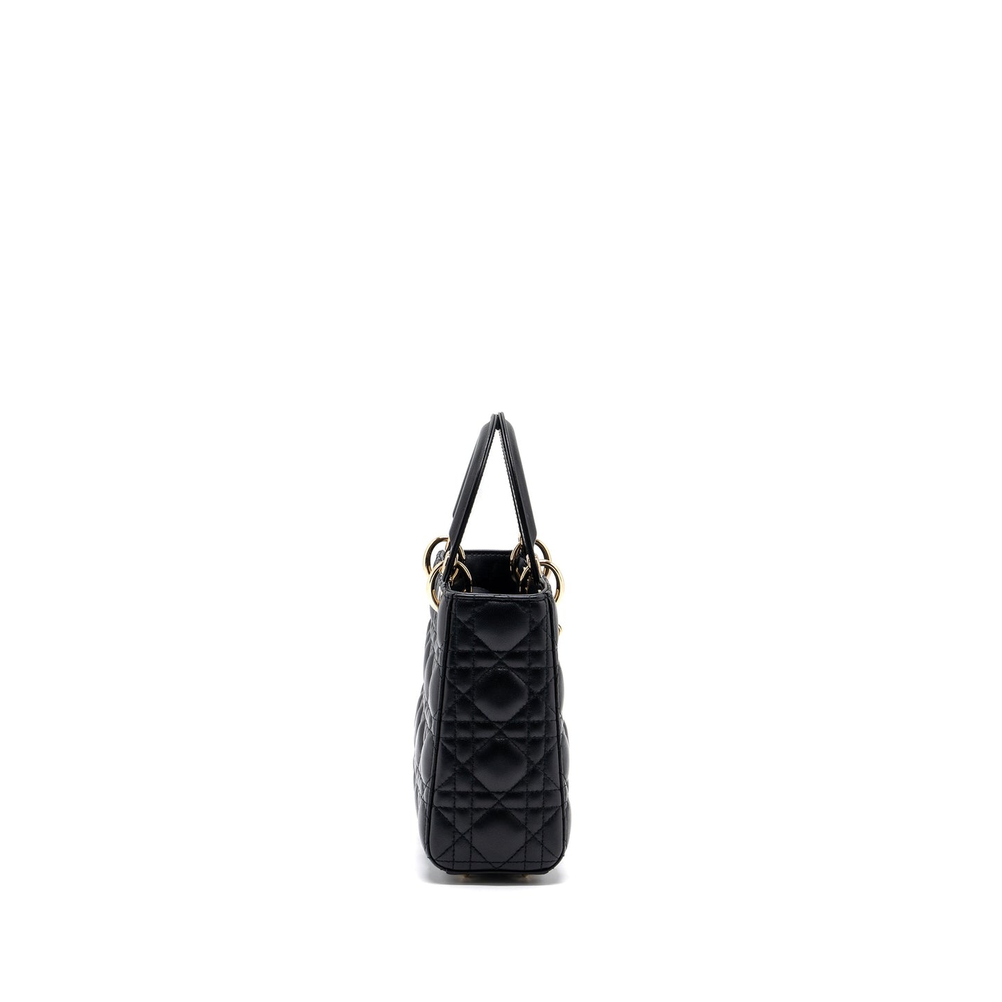 Dior My Lady Purse Lambskin Handbag Black Small Travel Bag