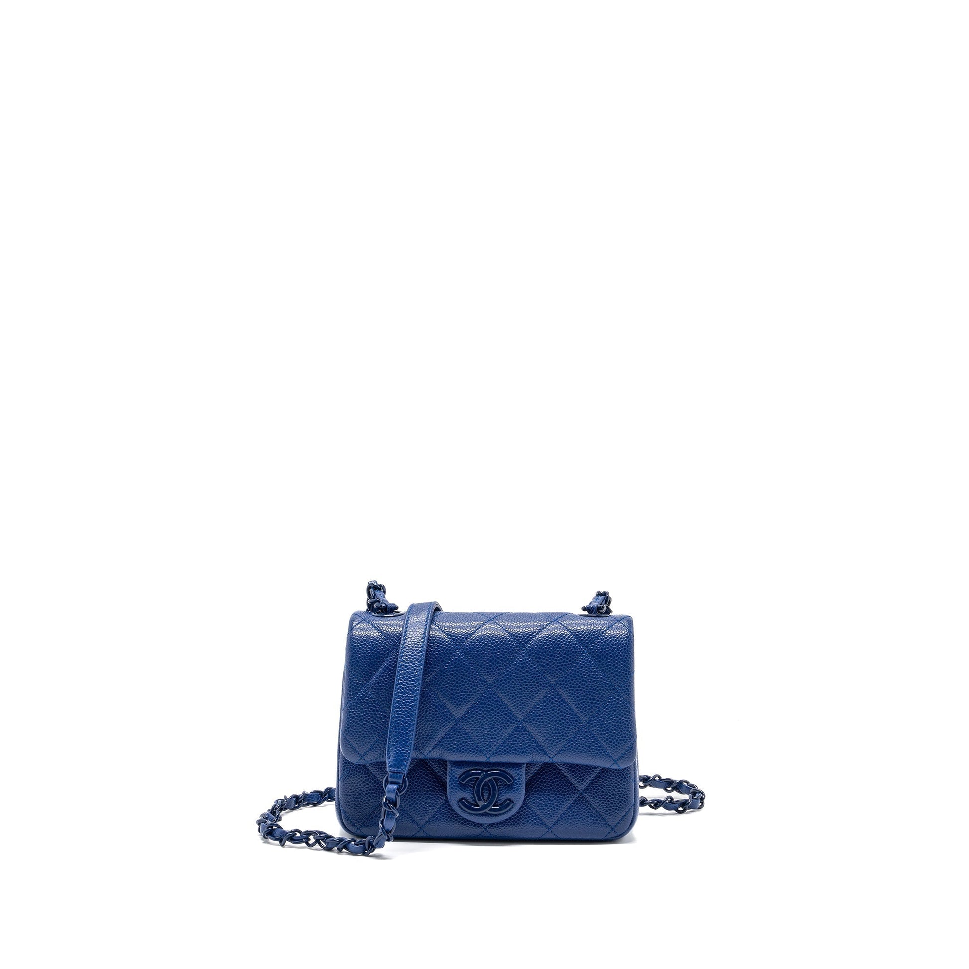 Chanel Square Flap Caviar hardware Blue Shoulder Bag Blue Hardware