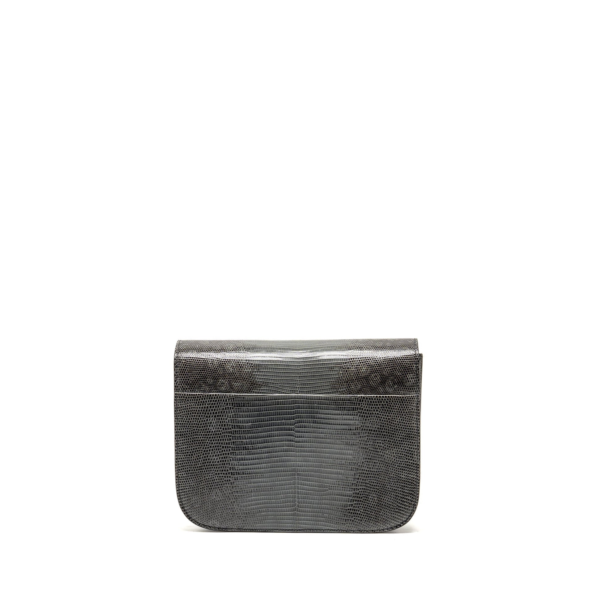 Luxury Classic Box Bag Lizard Grey Ghw Medium Travel Bag