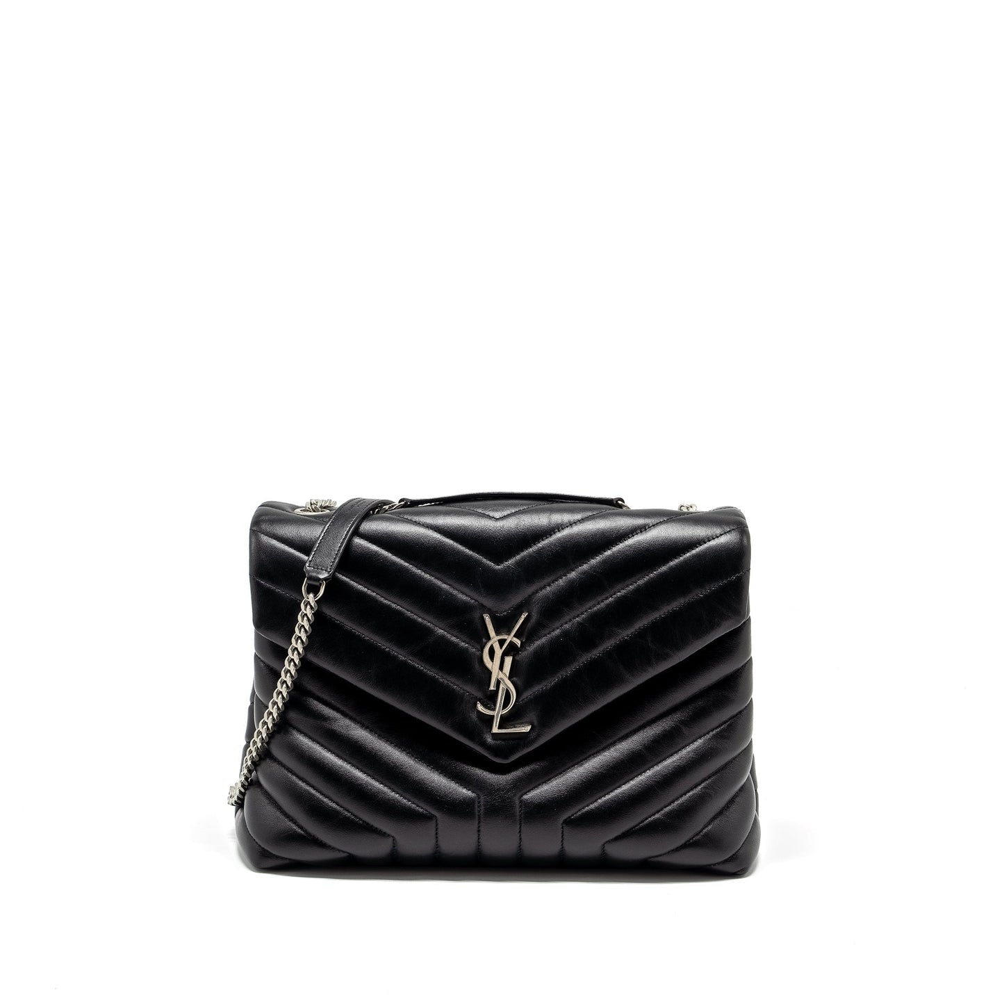 YSL Saint Laurent Lou Lou Purse Calfskin Ruthenium Hardware Travel Black Medium Travel Bag