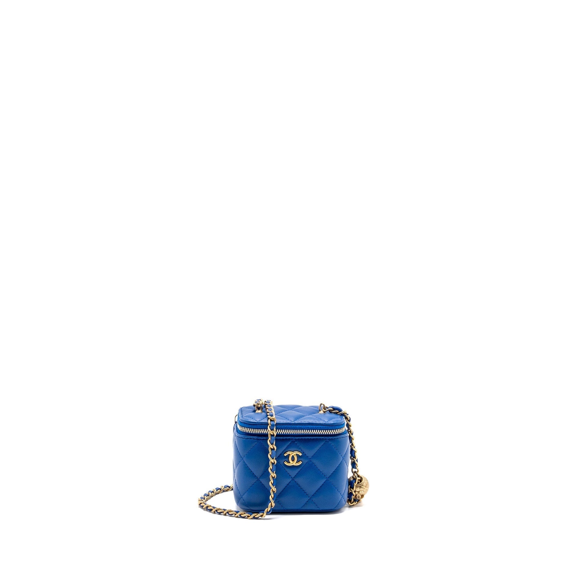 Chanel Pearl Crush Vanity Lambskin GHW microchip Blue Mini Bag
