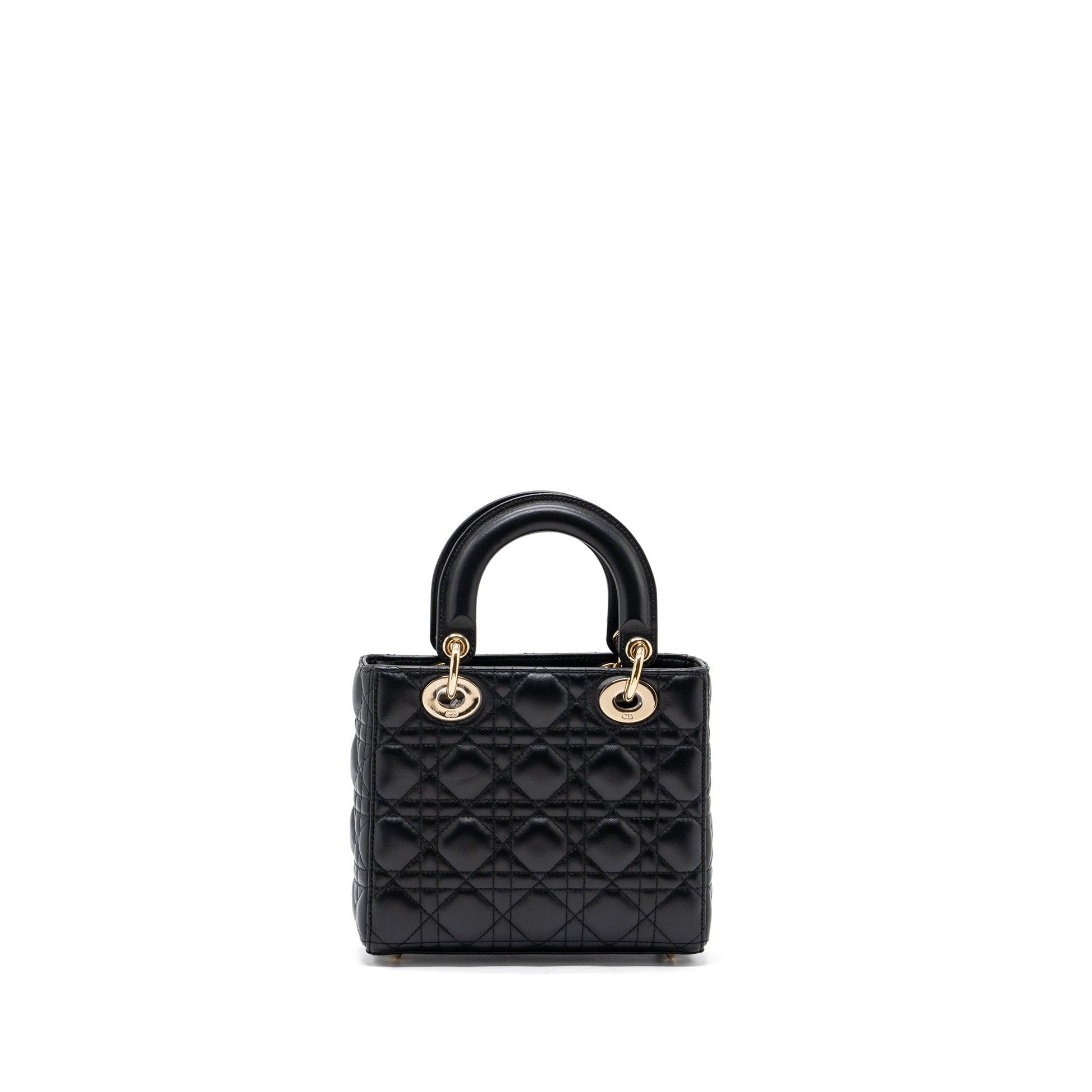 Dior My Lady Purse Lambskin Handbag Black Small Travel Bag