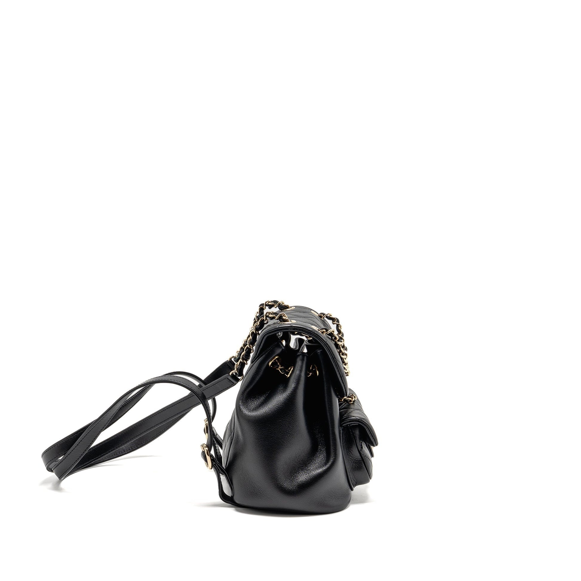 Chanel Duma Backpack Calfskin LGHW Microchip Black Lghw Microchip