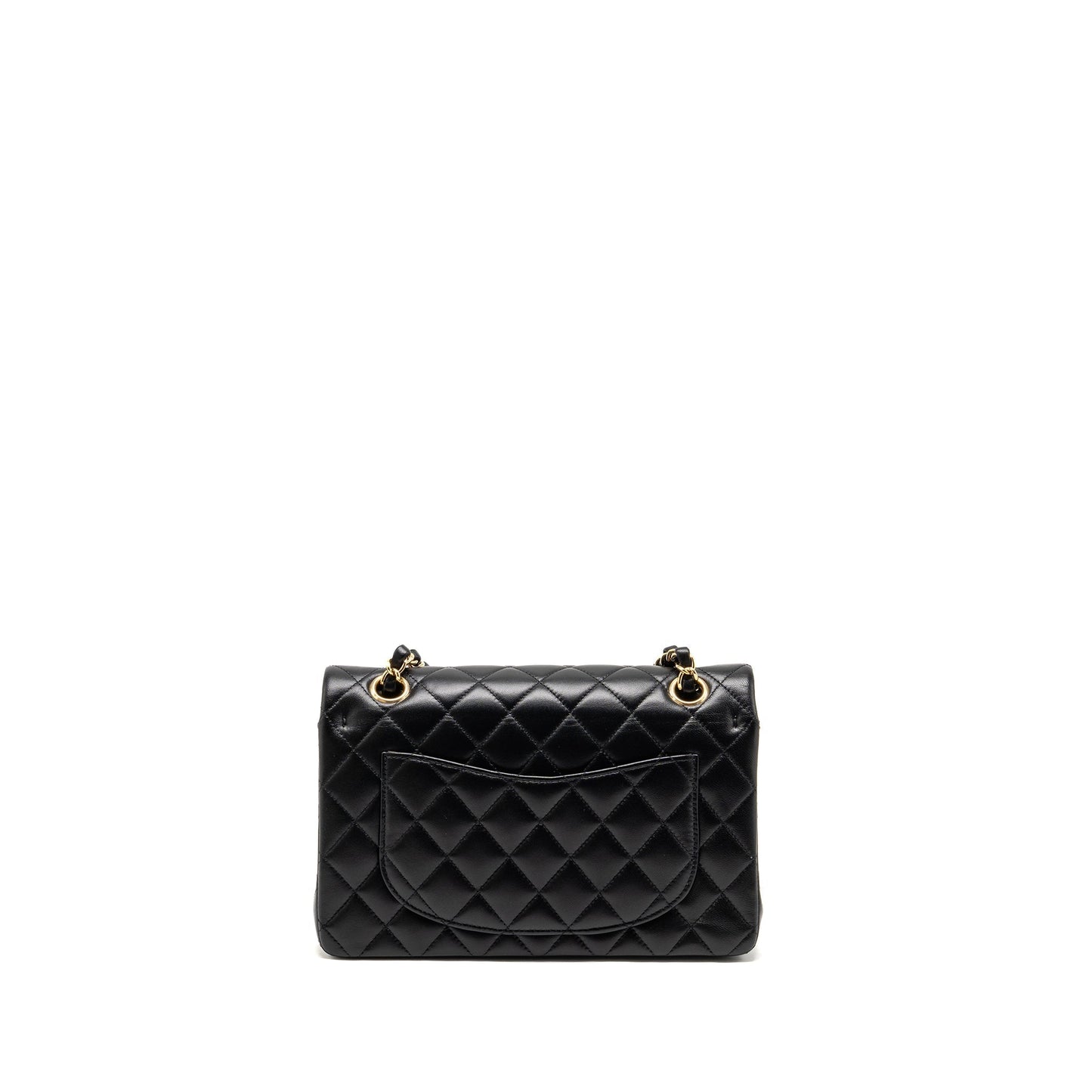 Chanel Classic Double Flap Lambskin LGHW Microchip Black Small Shoulder Bag